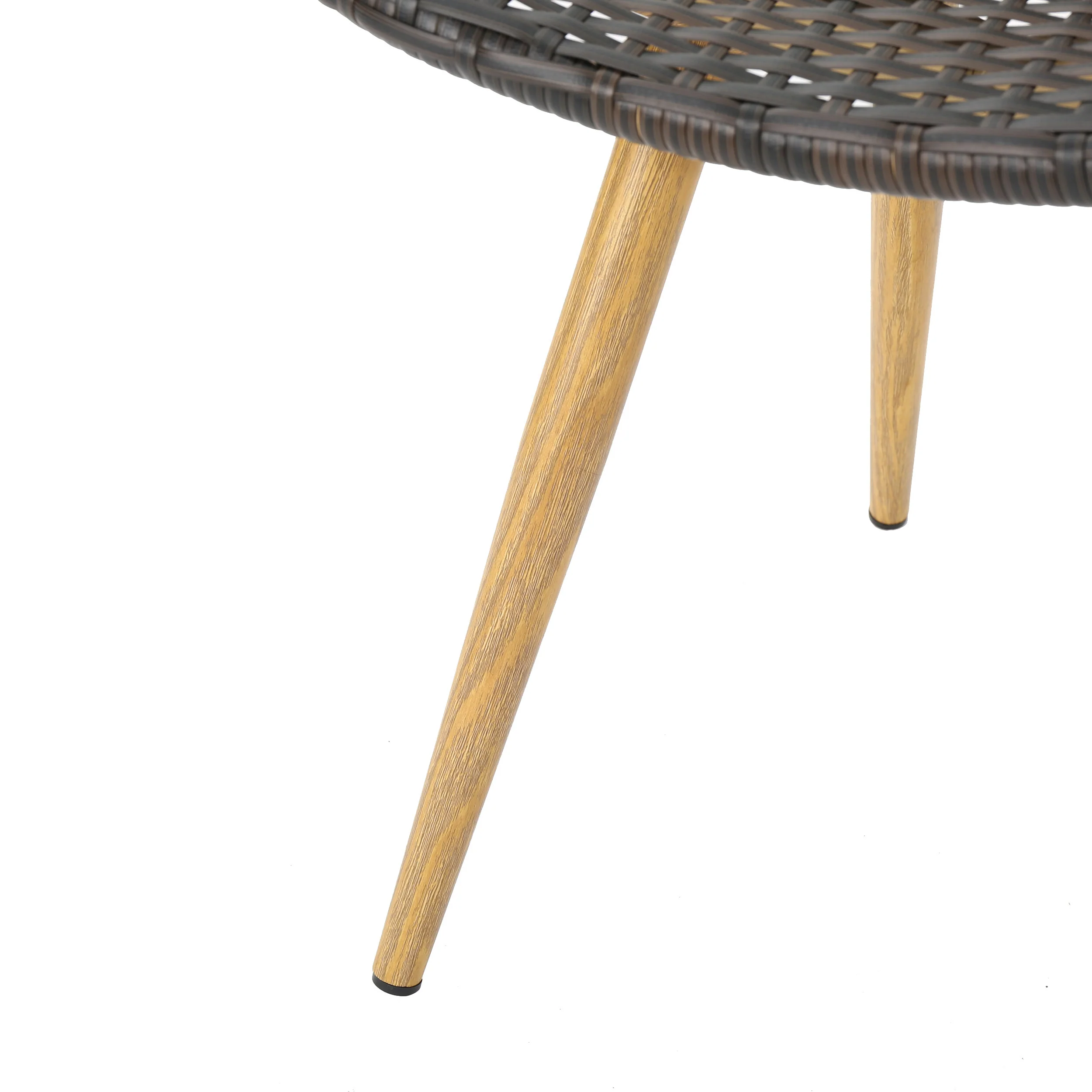 Gilda Outdoor Multi-Brown Wicker Dining Chairs With Wood Finished Metal Legs - furnishings
