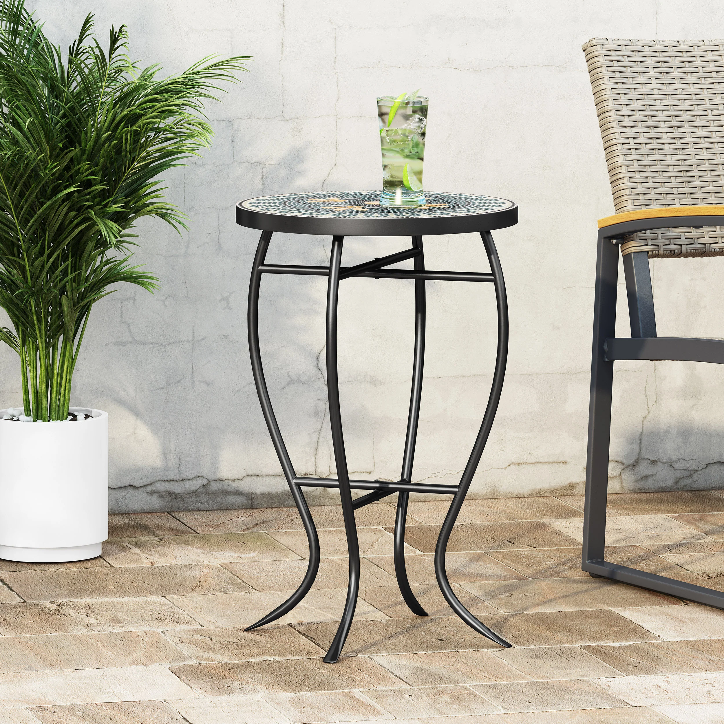 Jaki Outdoor Side Table with Tile Top - furnishings