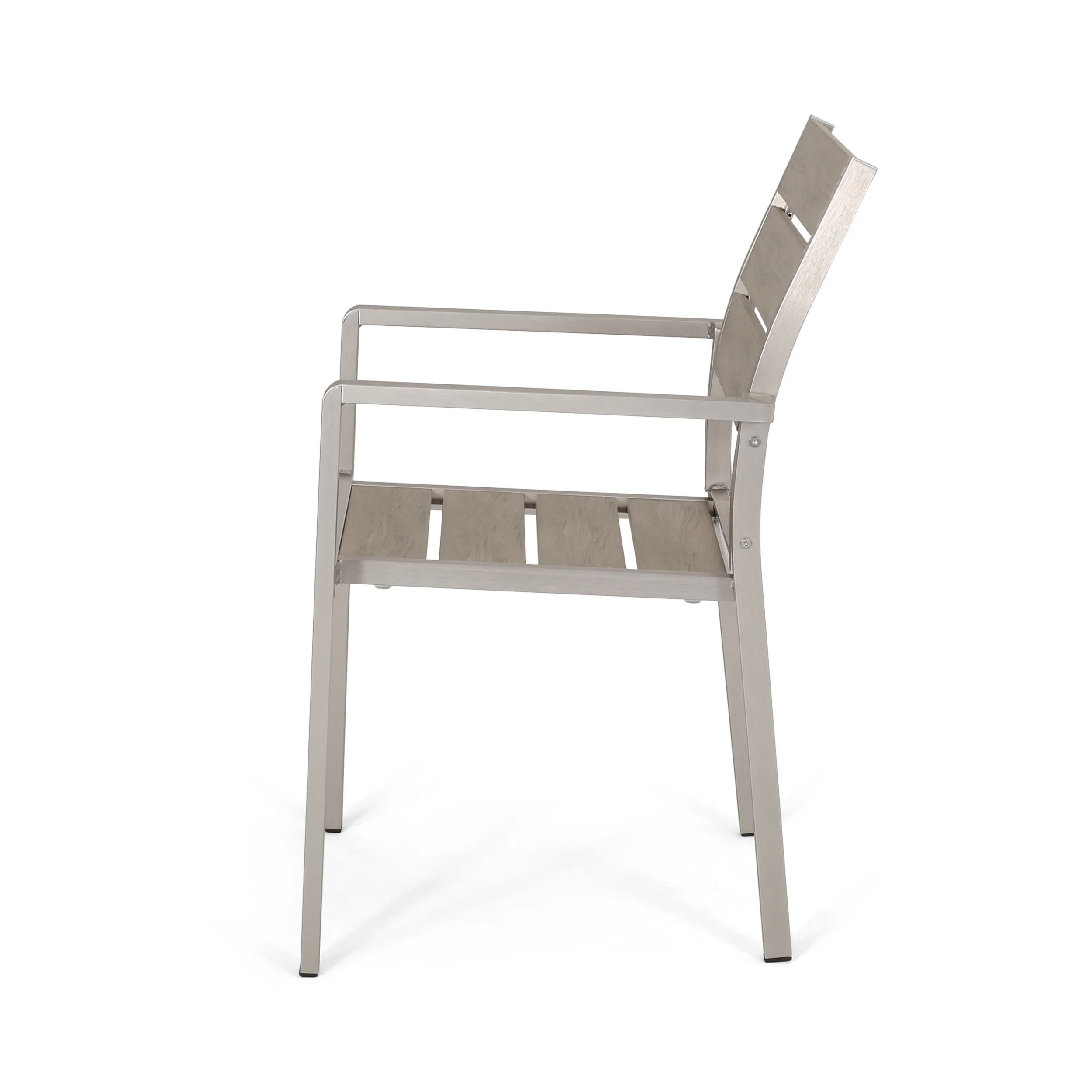 Cherie Outdoor Modern Aluminum Dining Chair with Faux Wood Seat (Set of 2) - furnishings