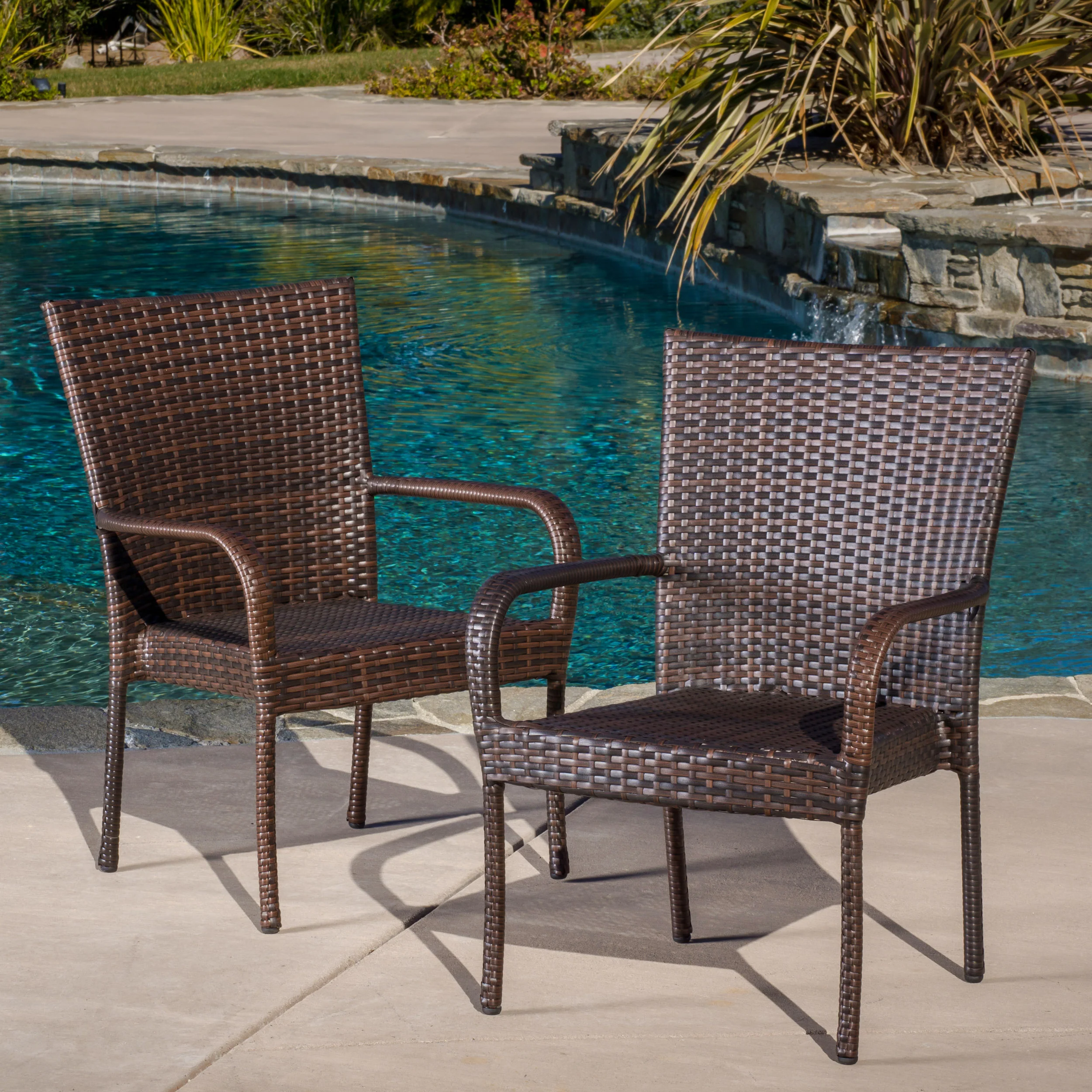Ferndale Outdoor Contemporary Wicker Stacking Chairs - furnishings