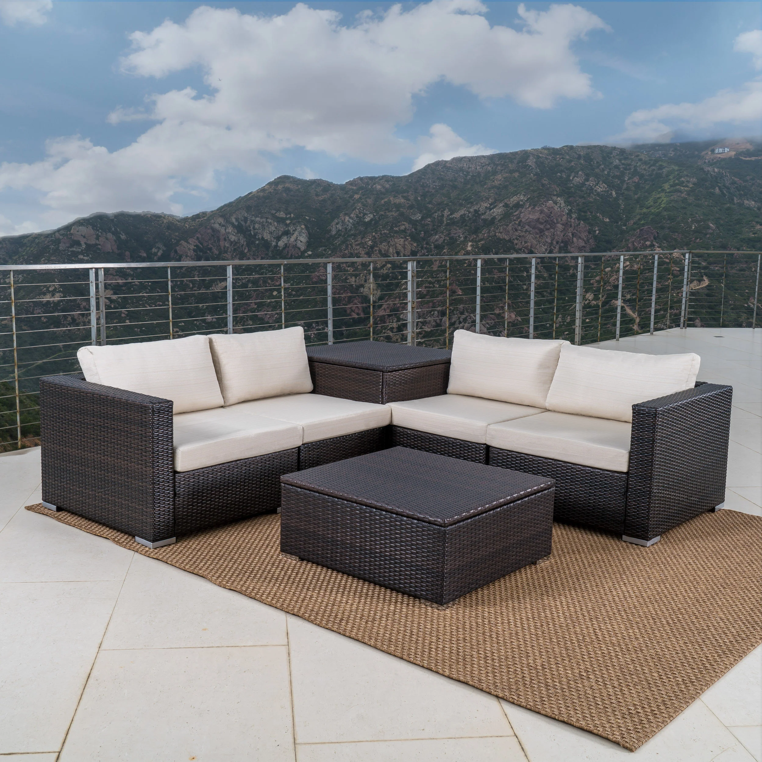 Francisco 6pc Outdoor Wicker Sectional Sofa w/ Storage - furnishings