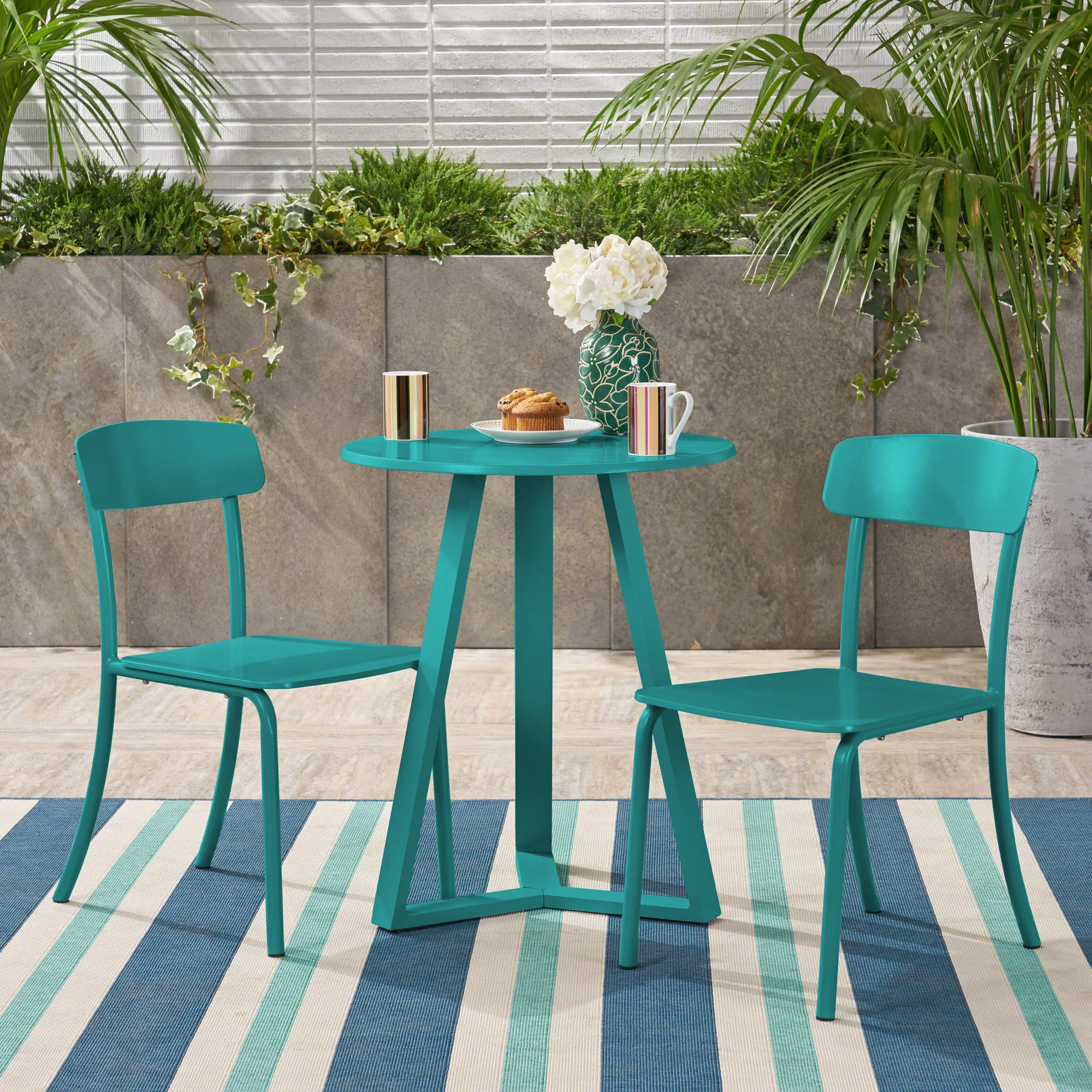 Larissa Outdoor Iron Bistro Set - furnishings