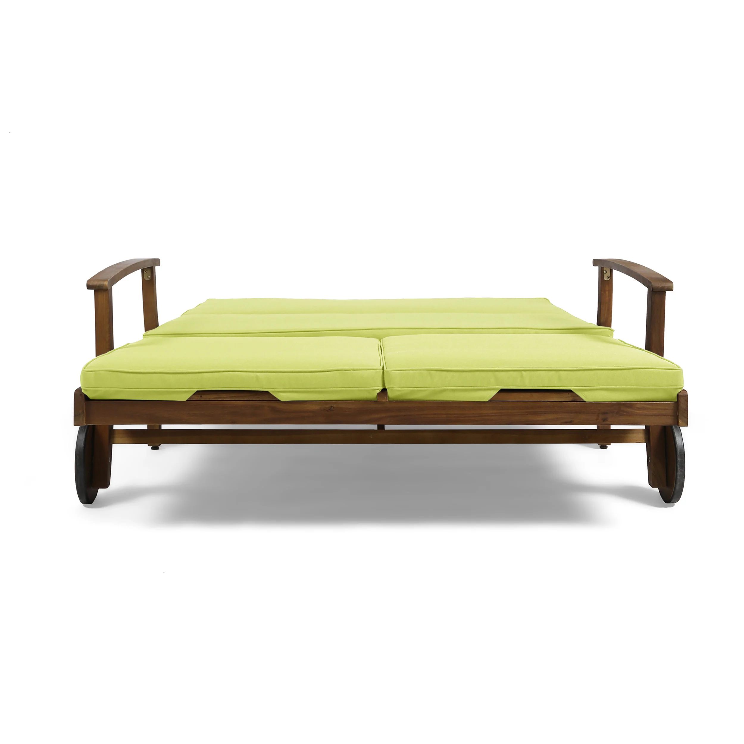 Samantha Double Chaise Lounge for Yard and Patio, Acacia Wood Frame - furnishings