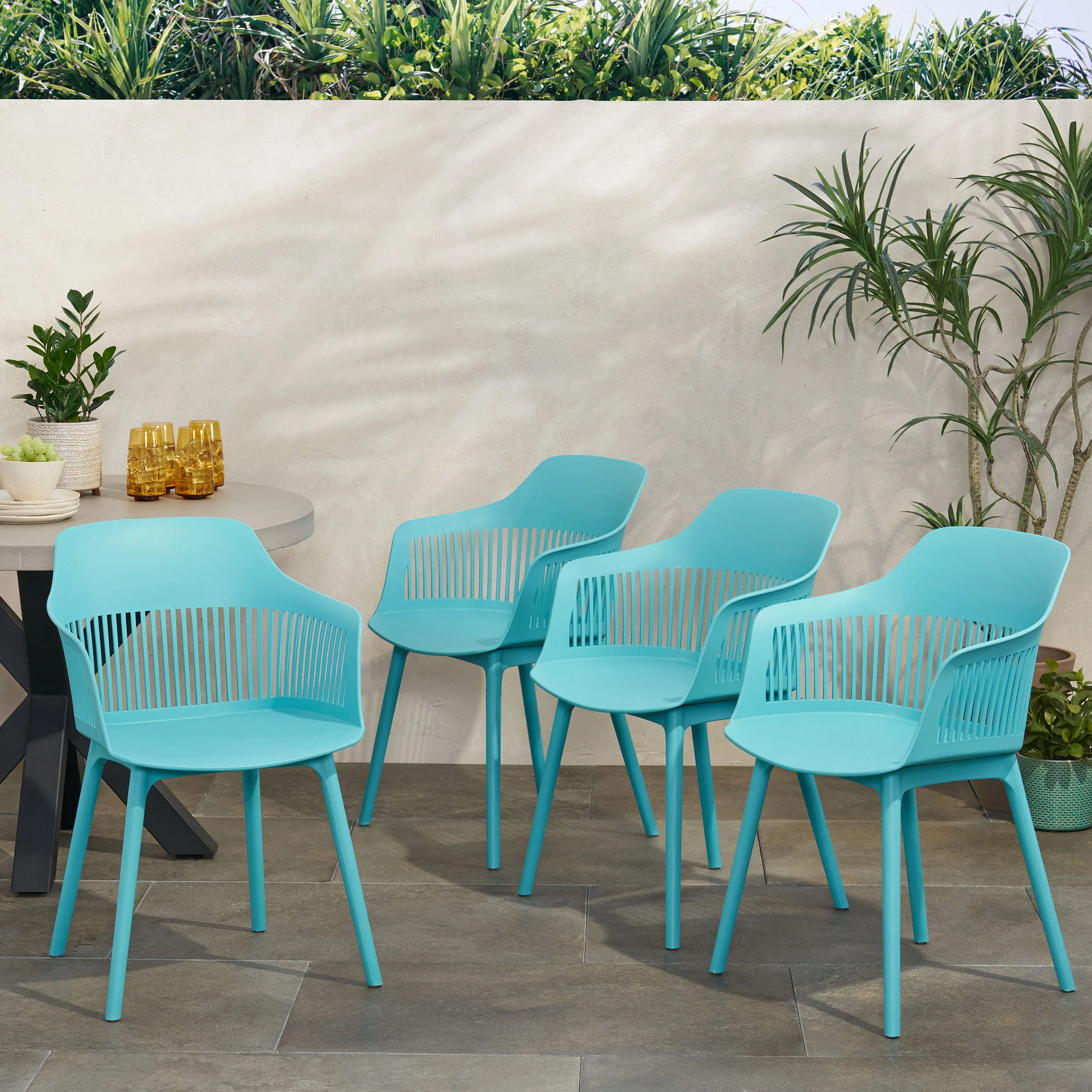 Irene Outdoor Modern Dining Chair (Set of 4) - furnishings