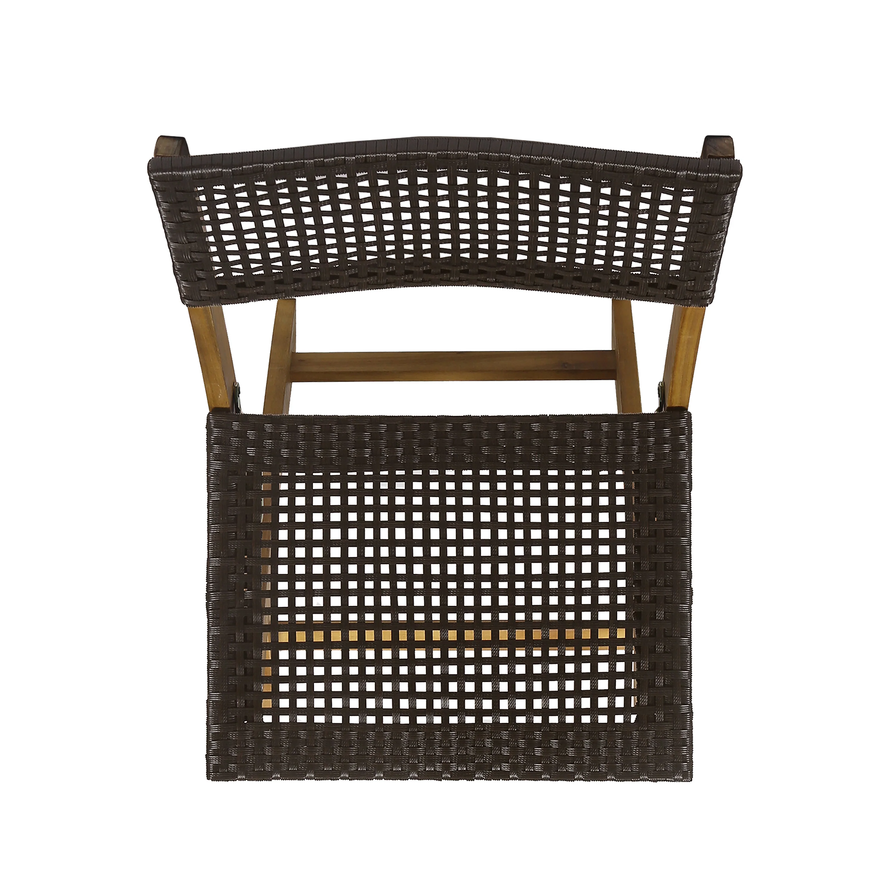 Truda Outdoor Acacia Wood Foldable Bistro Chairs with Wicker Seating (Set of 2) - furnishings
