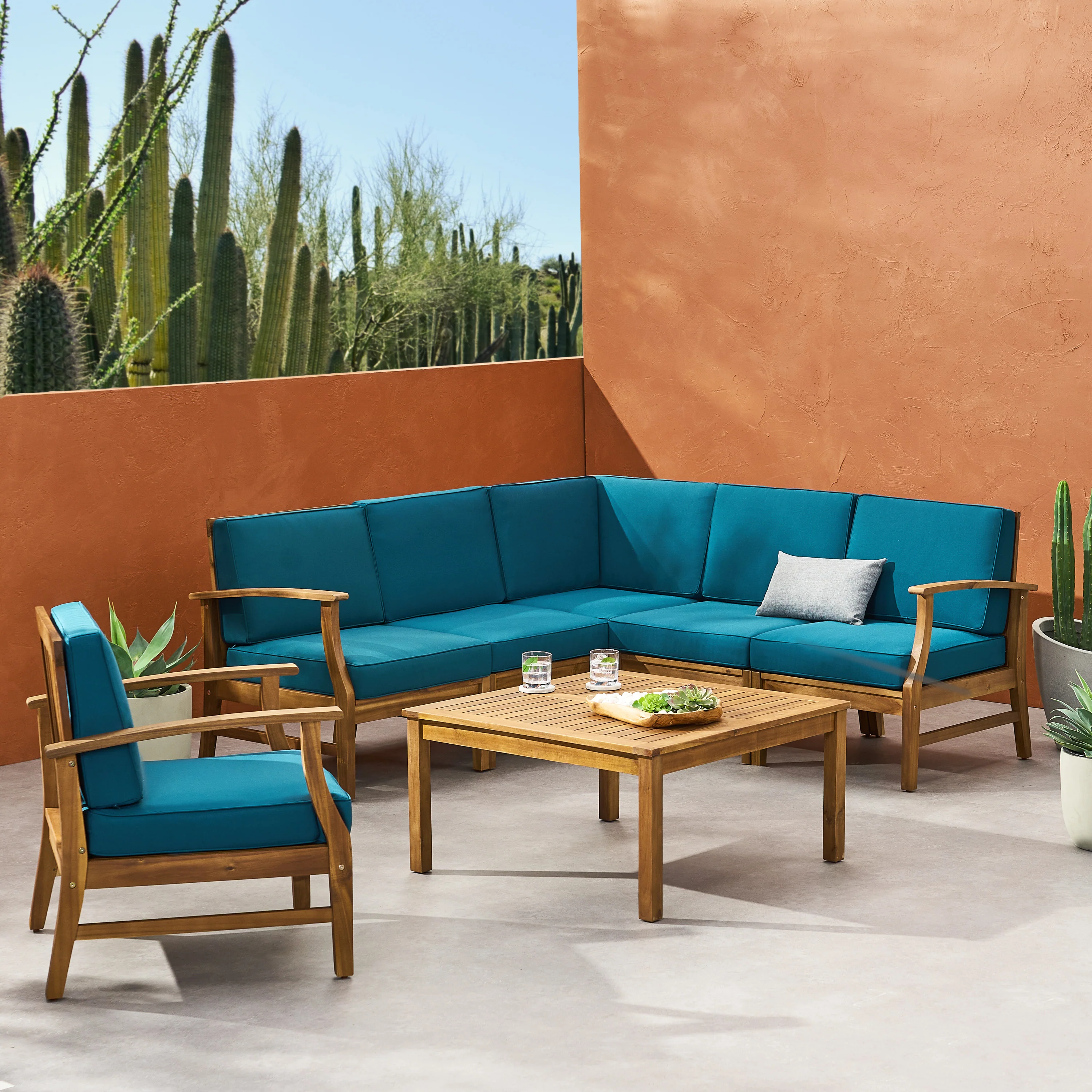 Capri 6-Seater Outdoor Wooden Sectional - furnishings