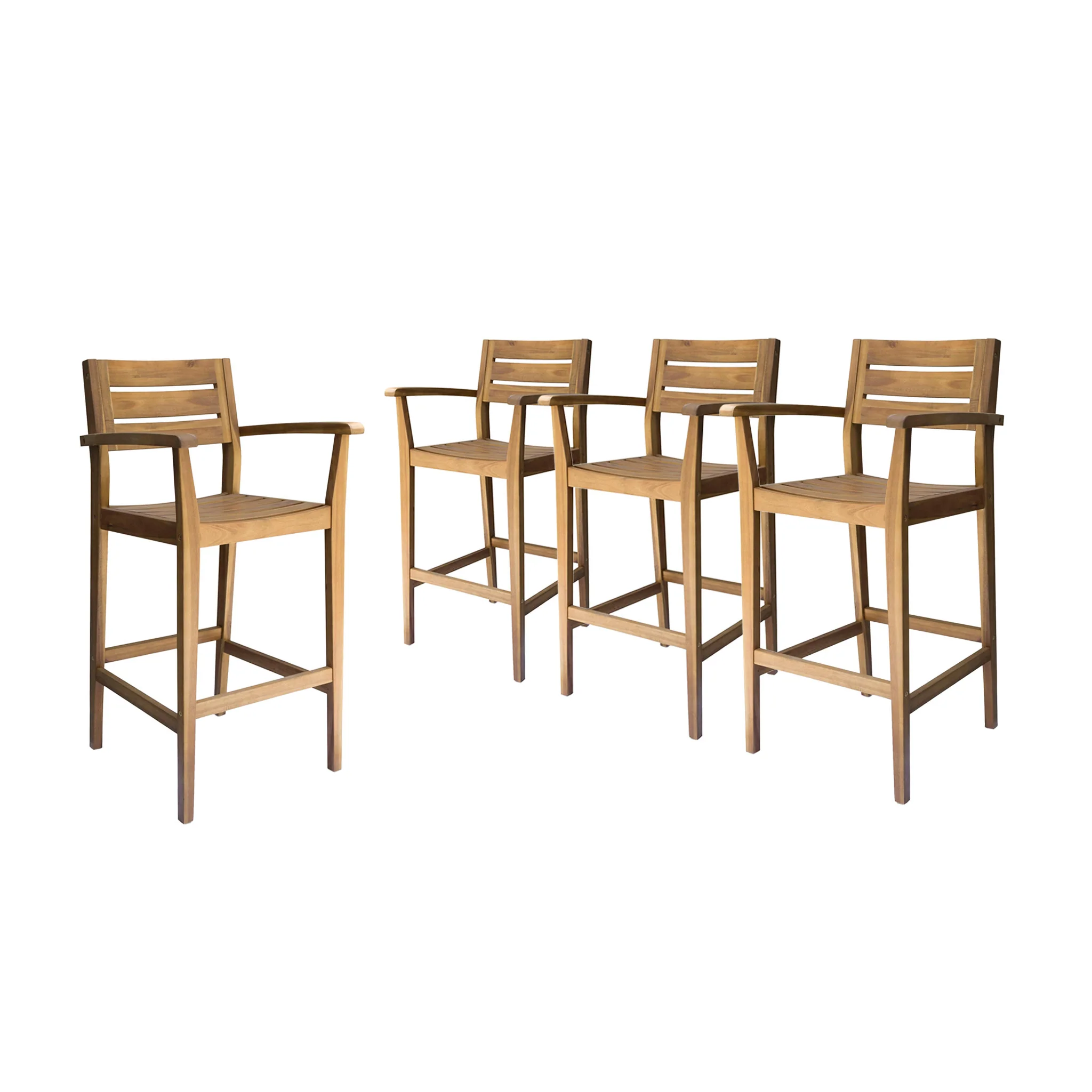 Blair Outdoor Rustic Acacia Wood Barstool (Set of 4) - furnishings