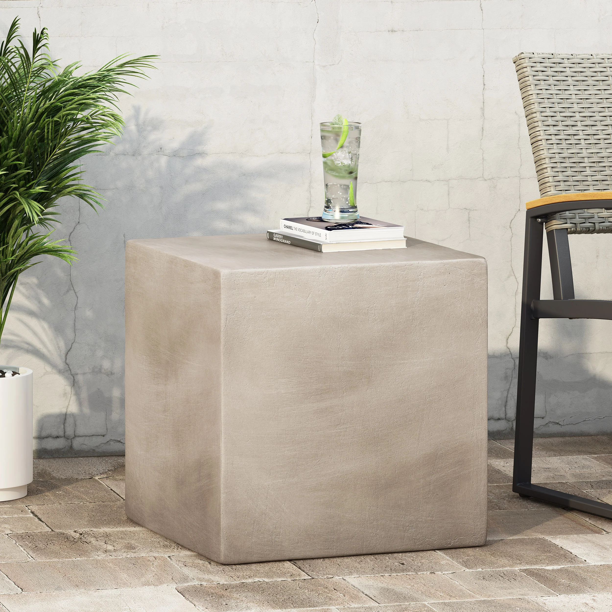 Kambreigh Outdoor Lightweight Concrete Side Table - furnishings