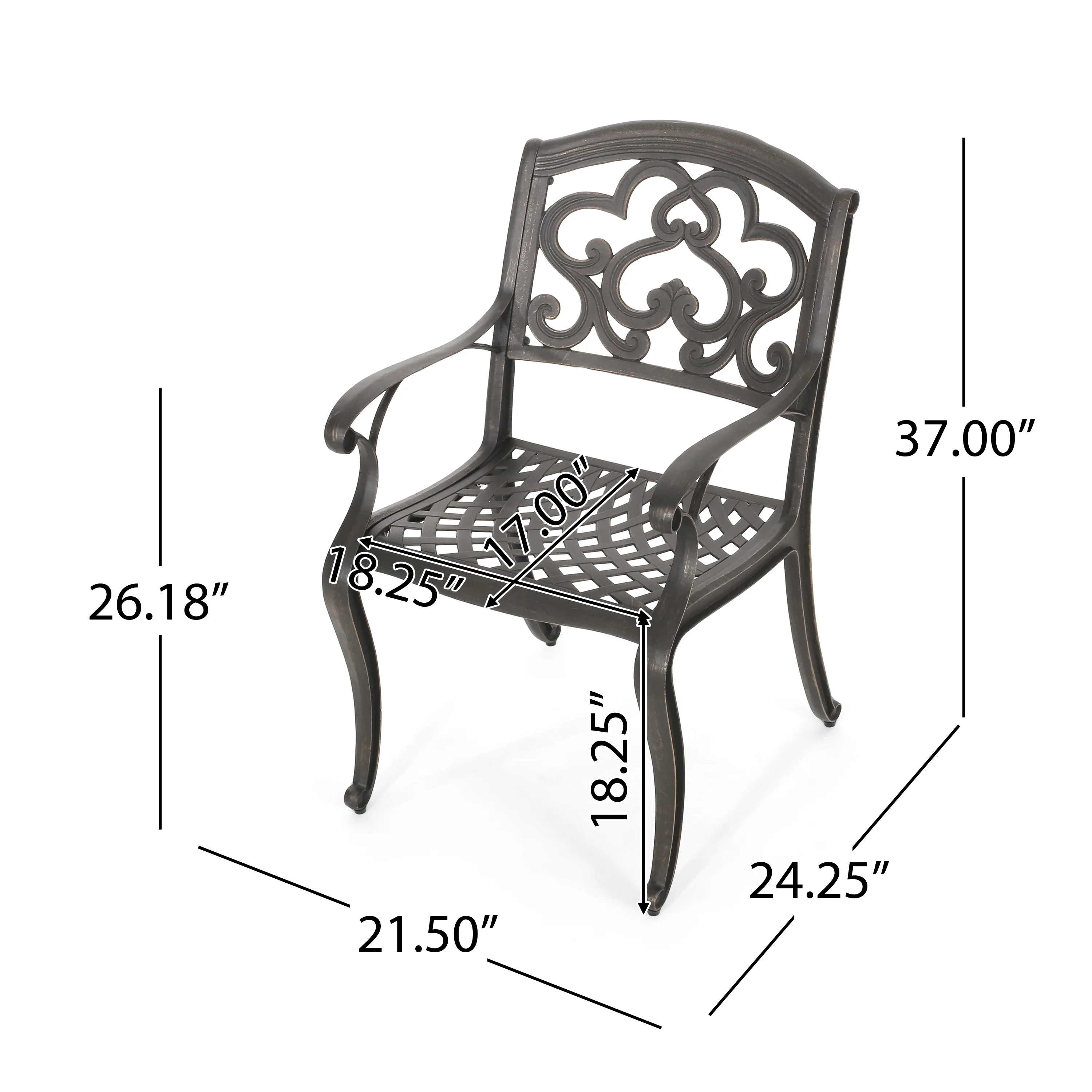 Carlton Outdoor Cast Aluminum Dining Chairs (Set of 2), Patina Copper - furnishings