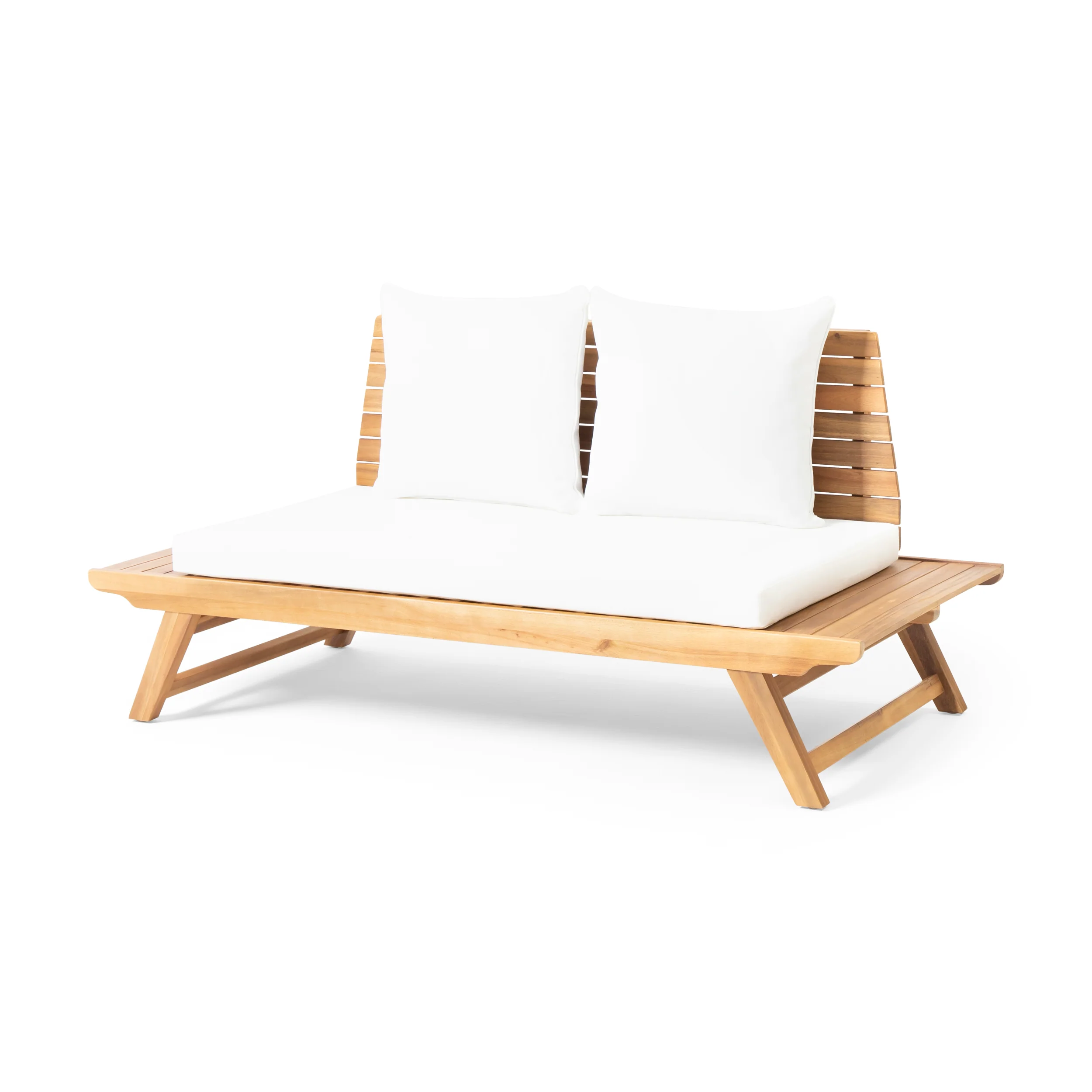 Kaiya Outdoor 2 Seater Acacia Wood Loveseat and Coffee Table Set - furnishings