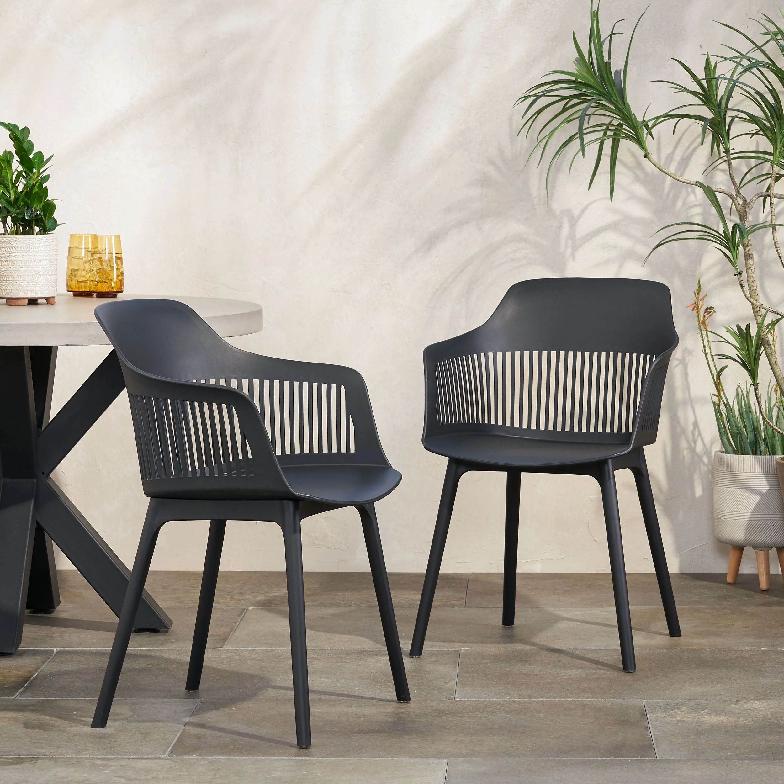 Irene Outdoor Modern Dining Chair (Set of 2) - furnishings