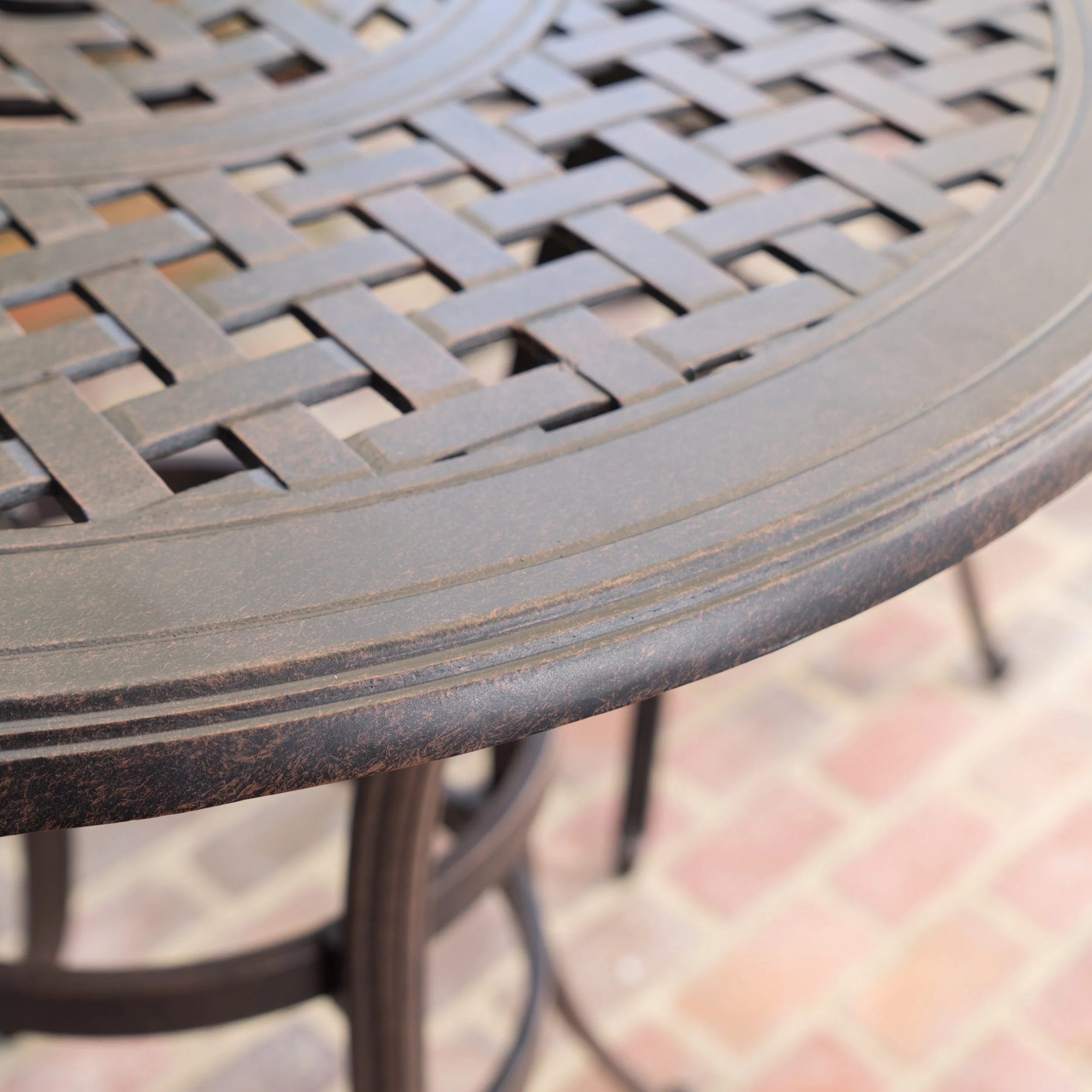 Calandra Outdoor 37 Inch Bronze Cast Aluminum Round Bar Table - furnishings