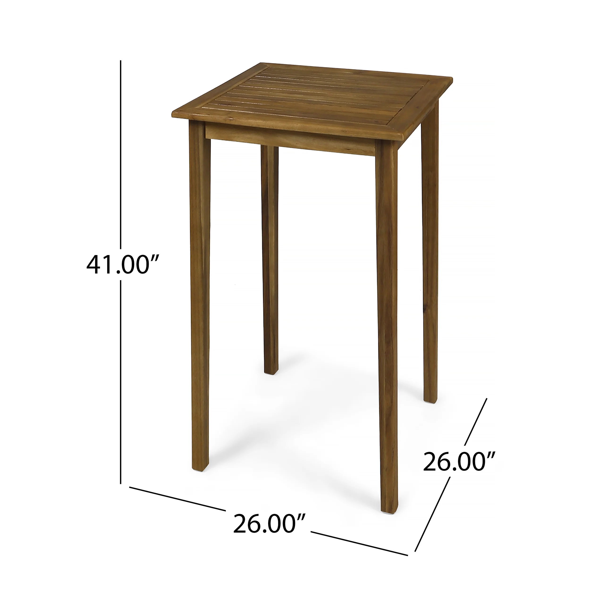 Teresa Outdoor Minimalist Acacia Wood Square Bar Table - furnishings