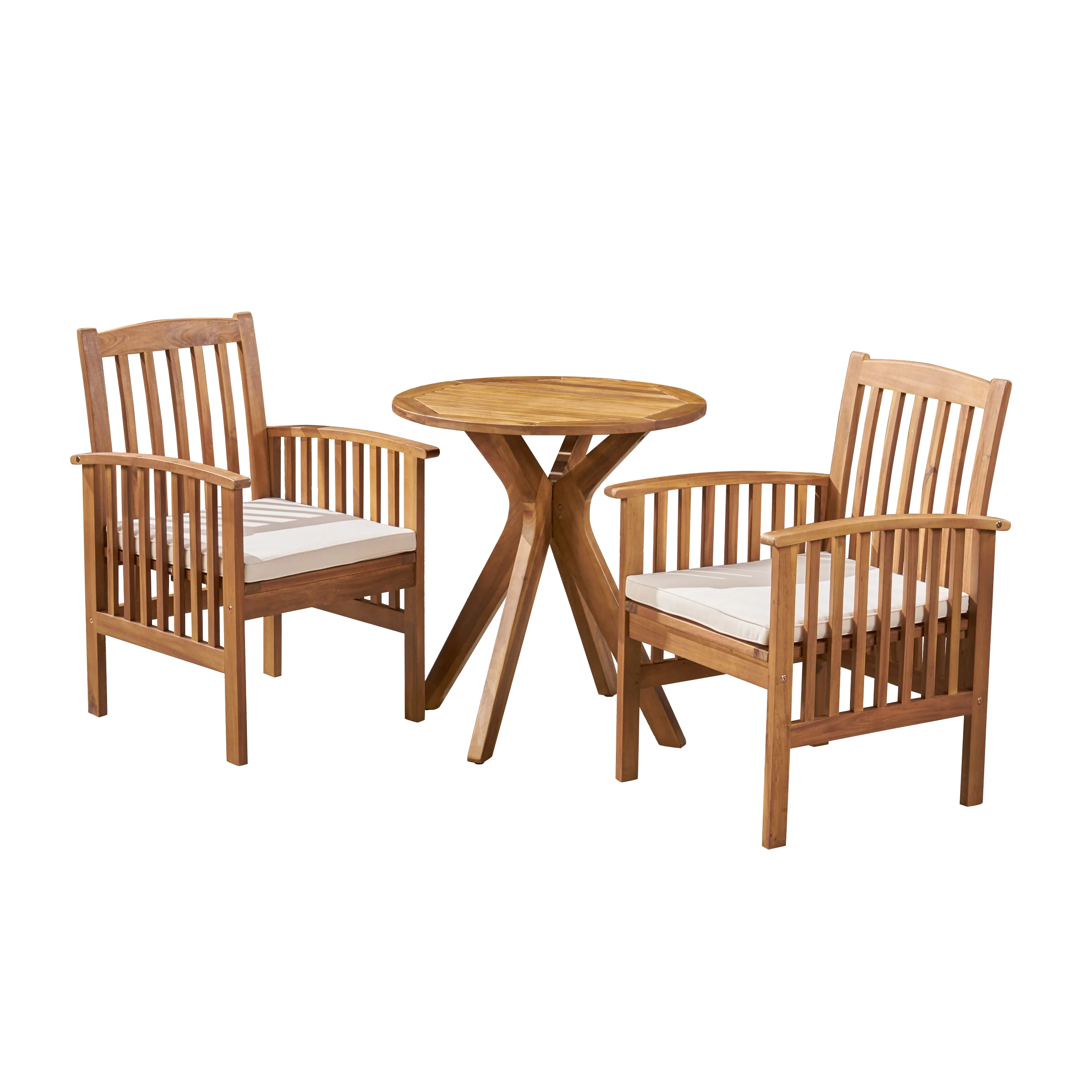 Phoenix Outdoor Acacia 2-Seater Bistro Set with Cushions and 28