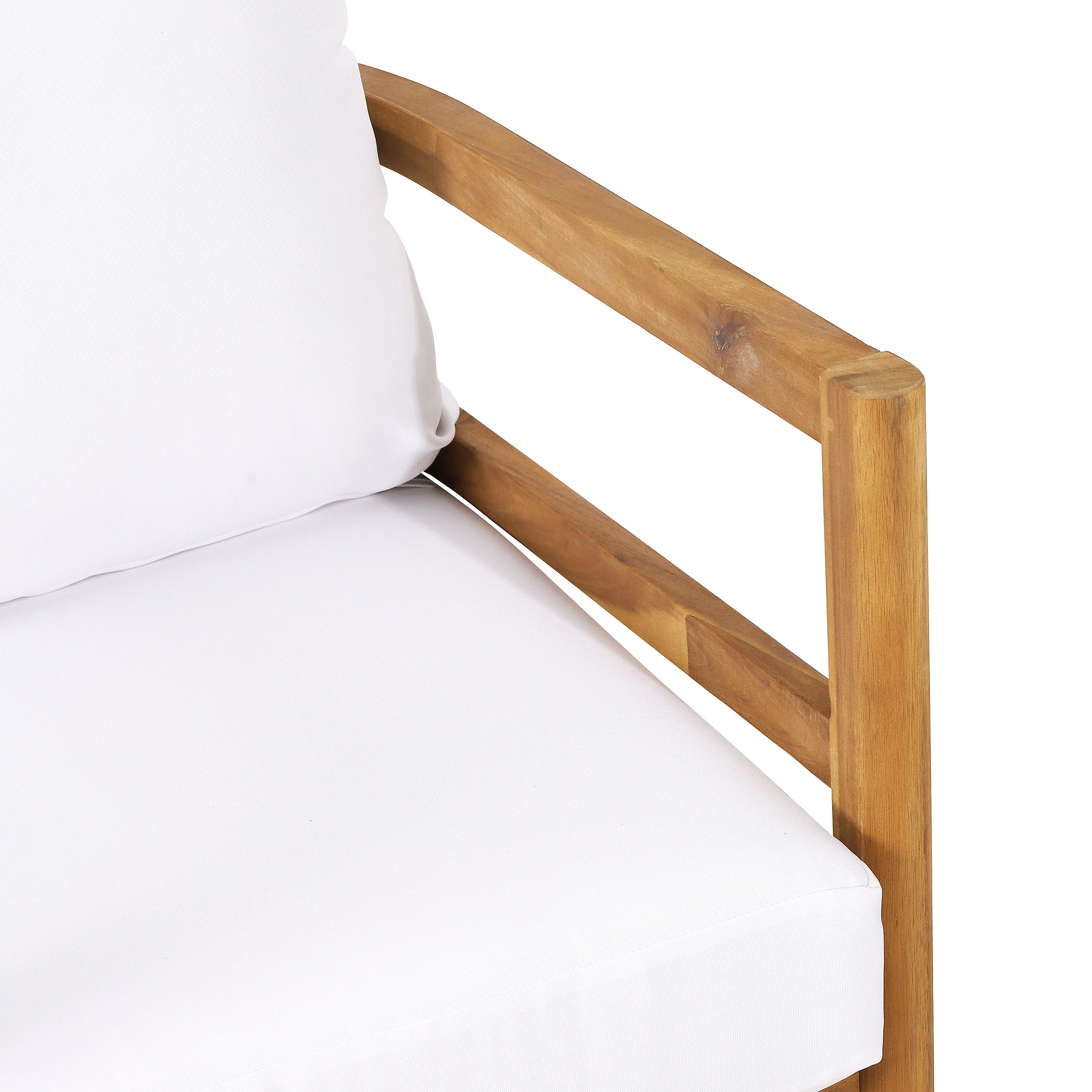 Aggie Outdoor Acacia Wood Club Chair with Cushion, Set of 2, Teak and White - furnishings