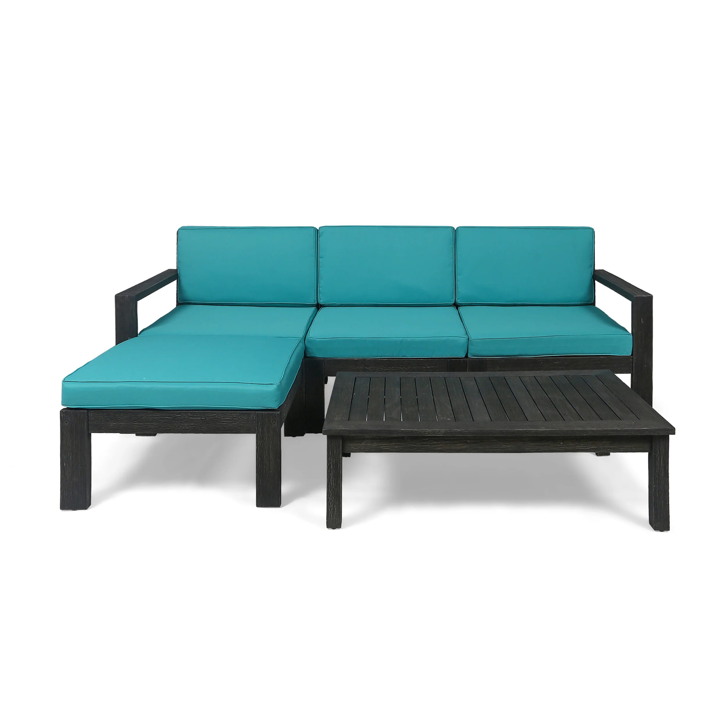 Makayla Ana Outdoor 3 Seater Acacia Wood Sofa Sectional with Cushions - furnishings