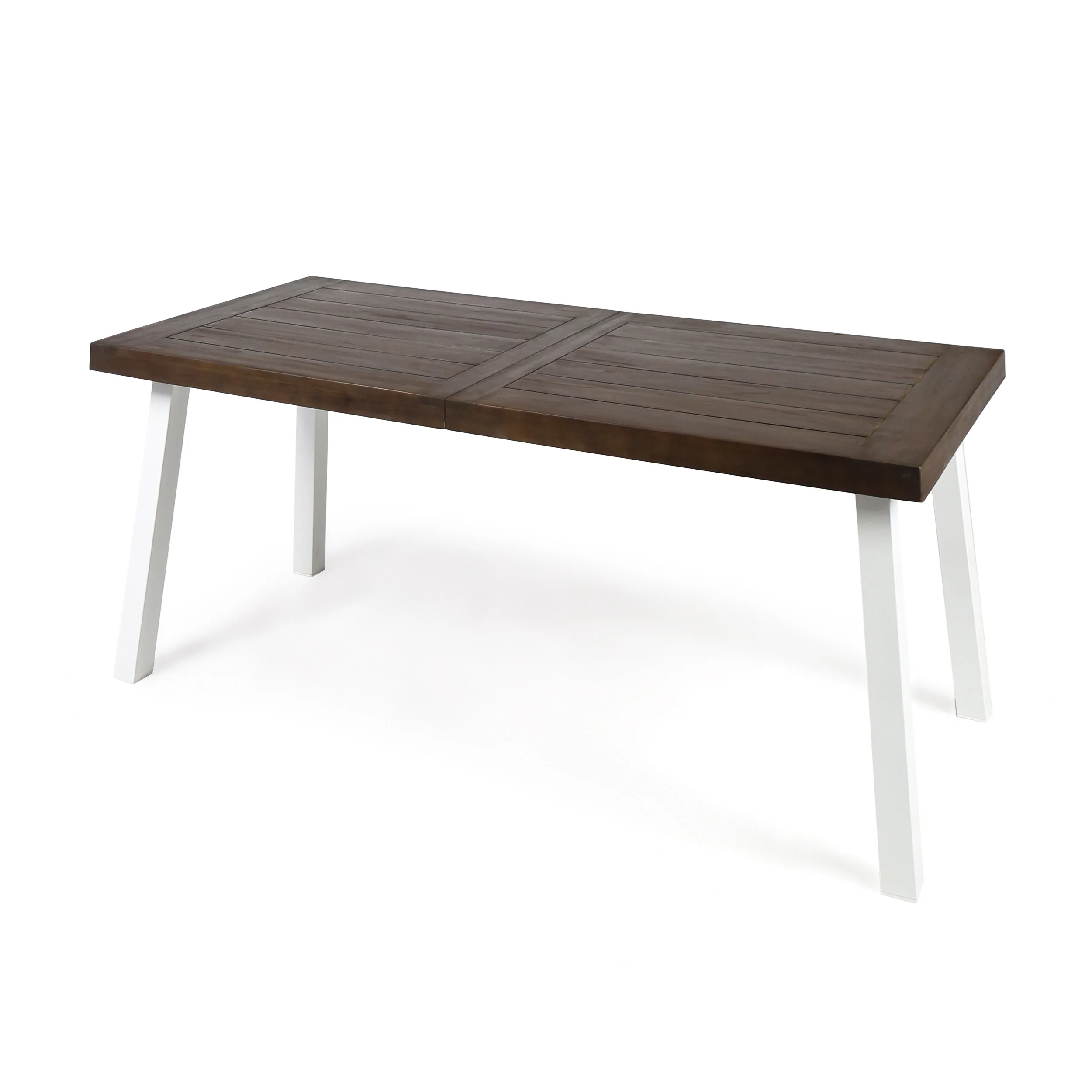 Mika Outdoor Finished Acacia Wood Dining Table with Metal Legs - furnishings