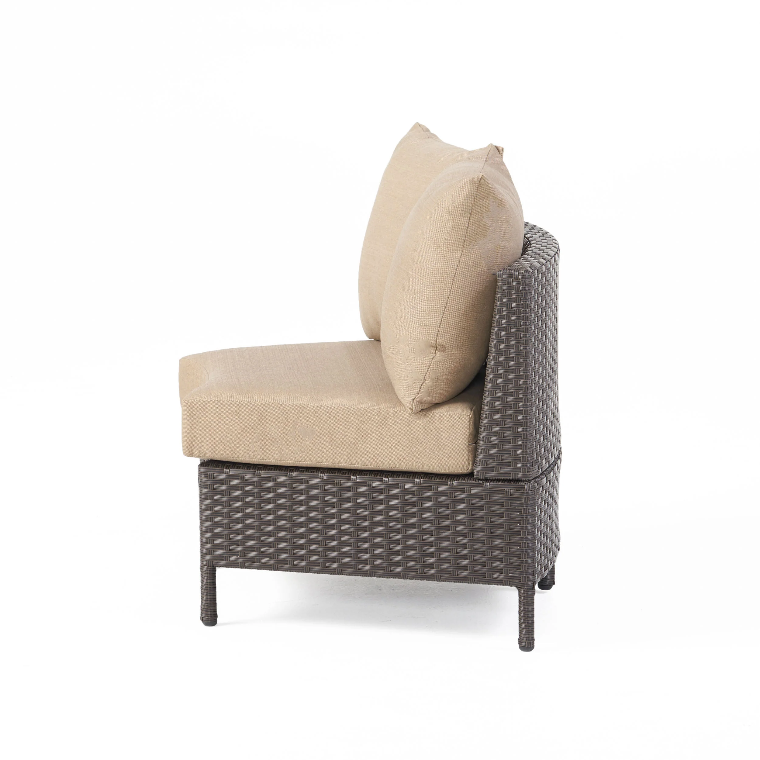 Harper Outdoor Wicker Curved Loveseat Sectional with Cushions - furnishings