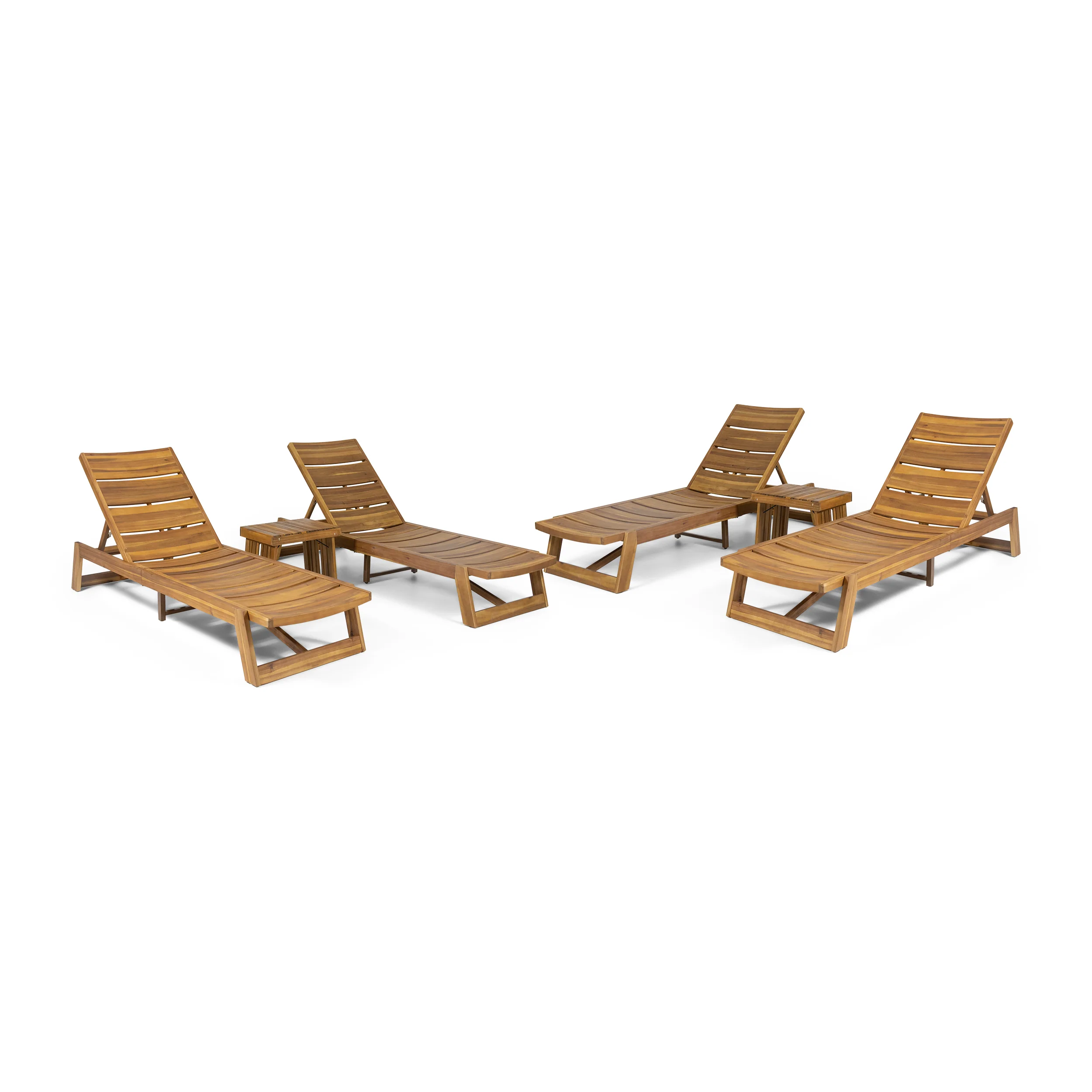 Karyme Outdoor Acacia Wood 6 Piece Chaise Lounge Set - furnishings