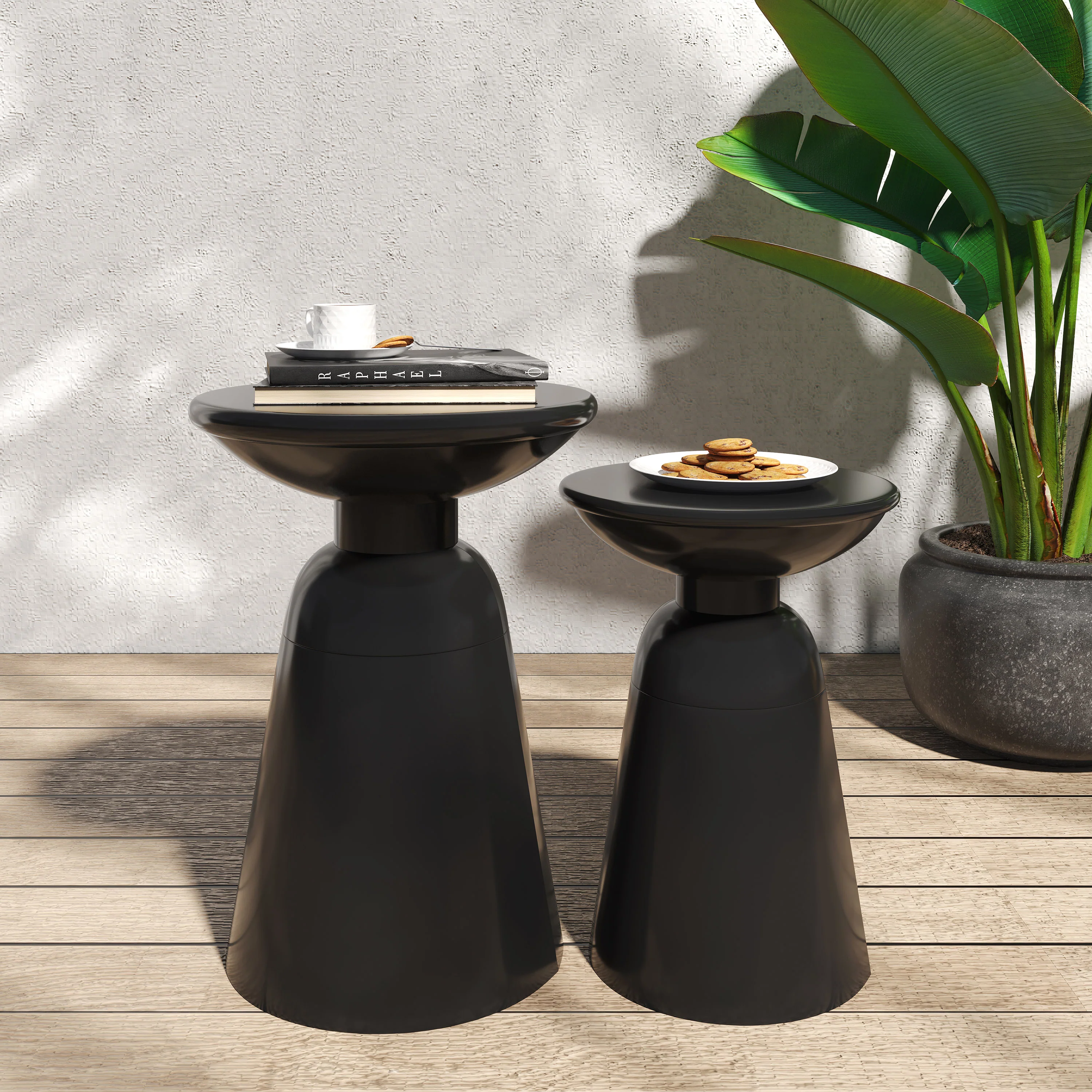Soto Outdoor Metal Side Tables, Set of 2 - furnishings