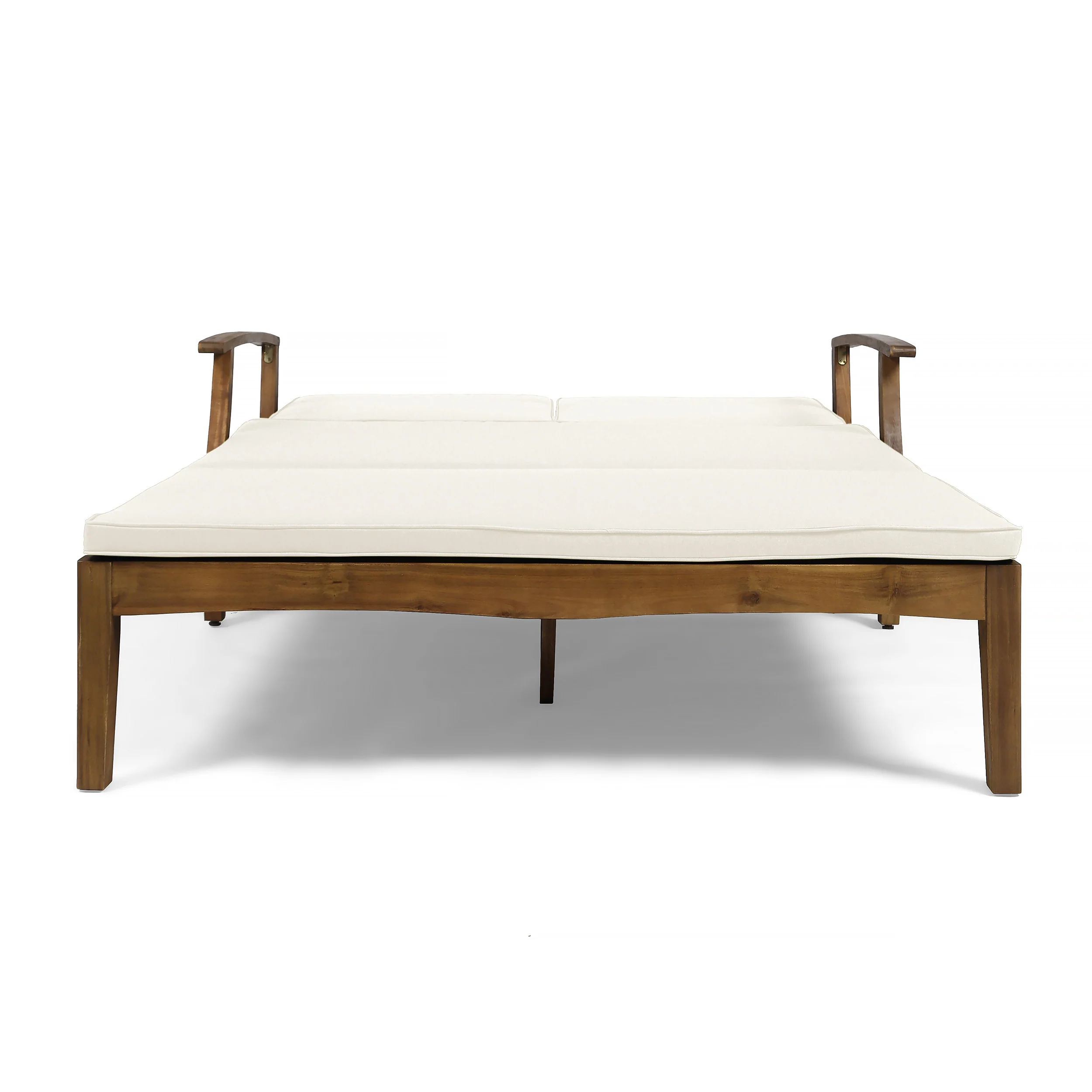 Samantha Double Chaise Lounge for Yard and Patio, Acacia Wood Frame - furnishings
