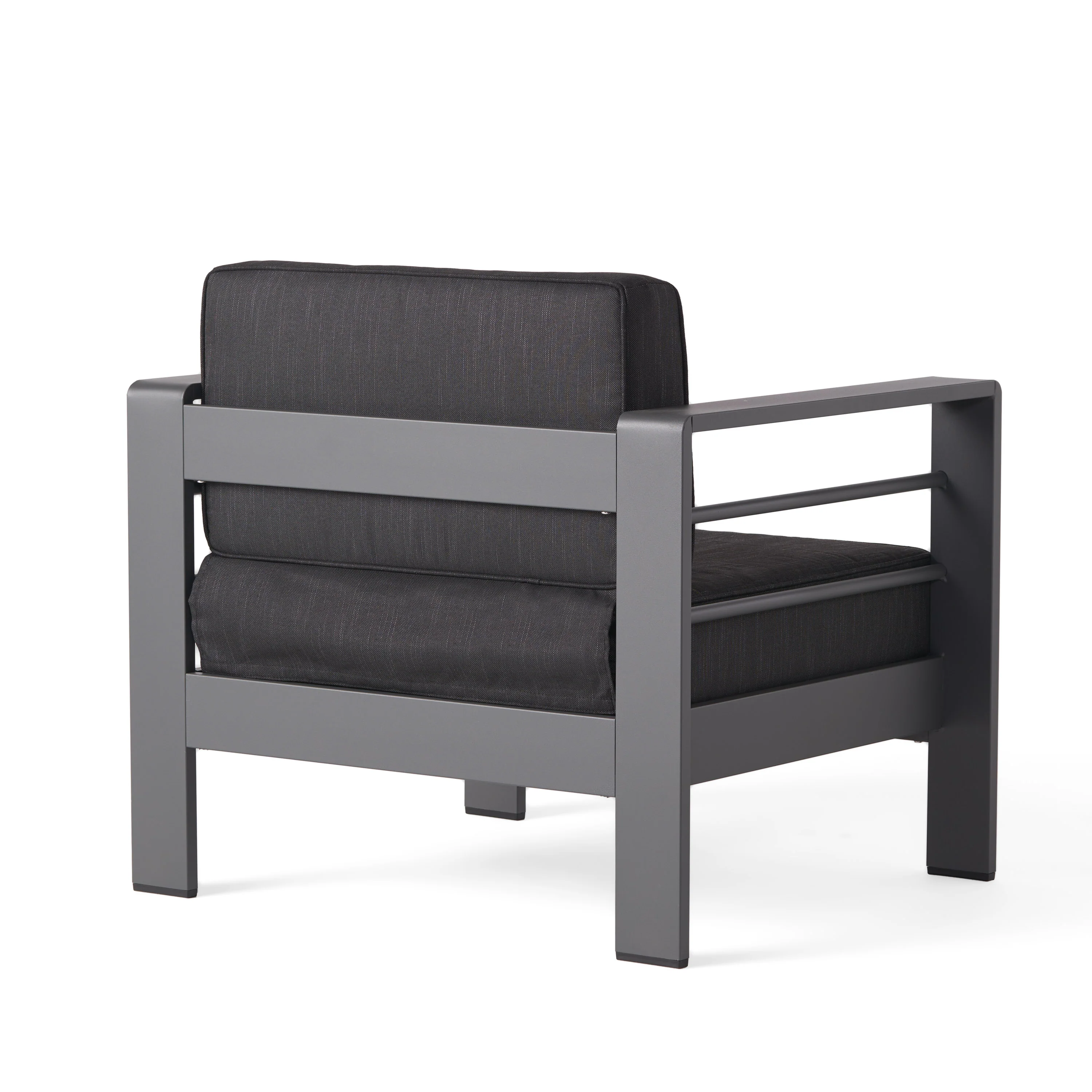 Crested Bay Outdoor Gray Aluminum 5 Piece Club Chair Chat Set - furnishings