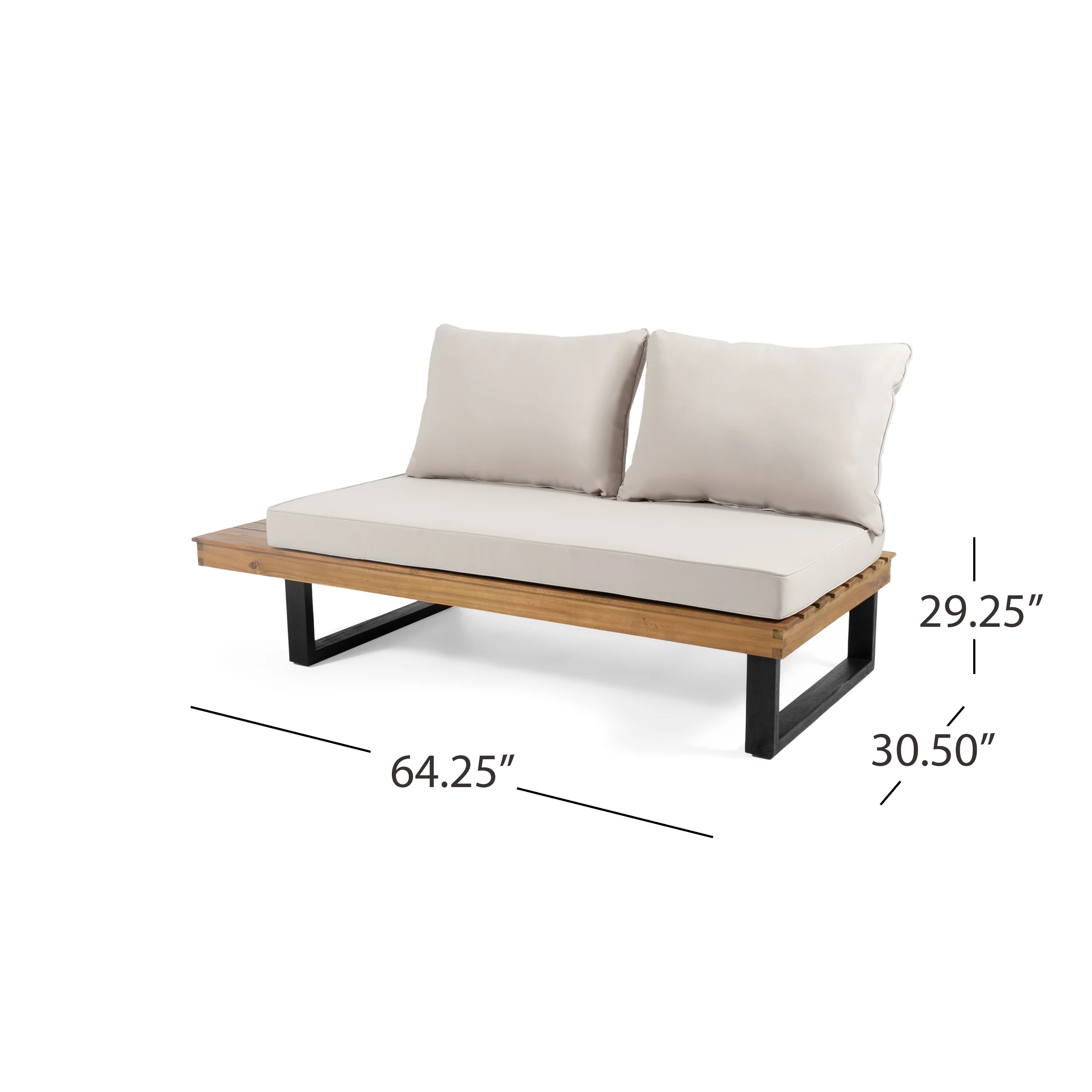 Sierra Outdoor Acacia Wood 5 Seater Sofa Sectional with Water-Resistant Cushions - furnishings