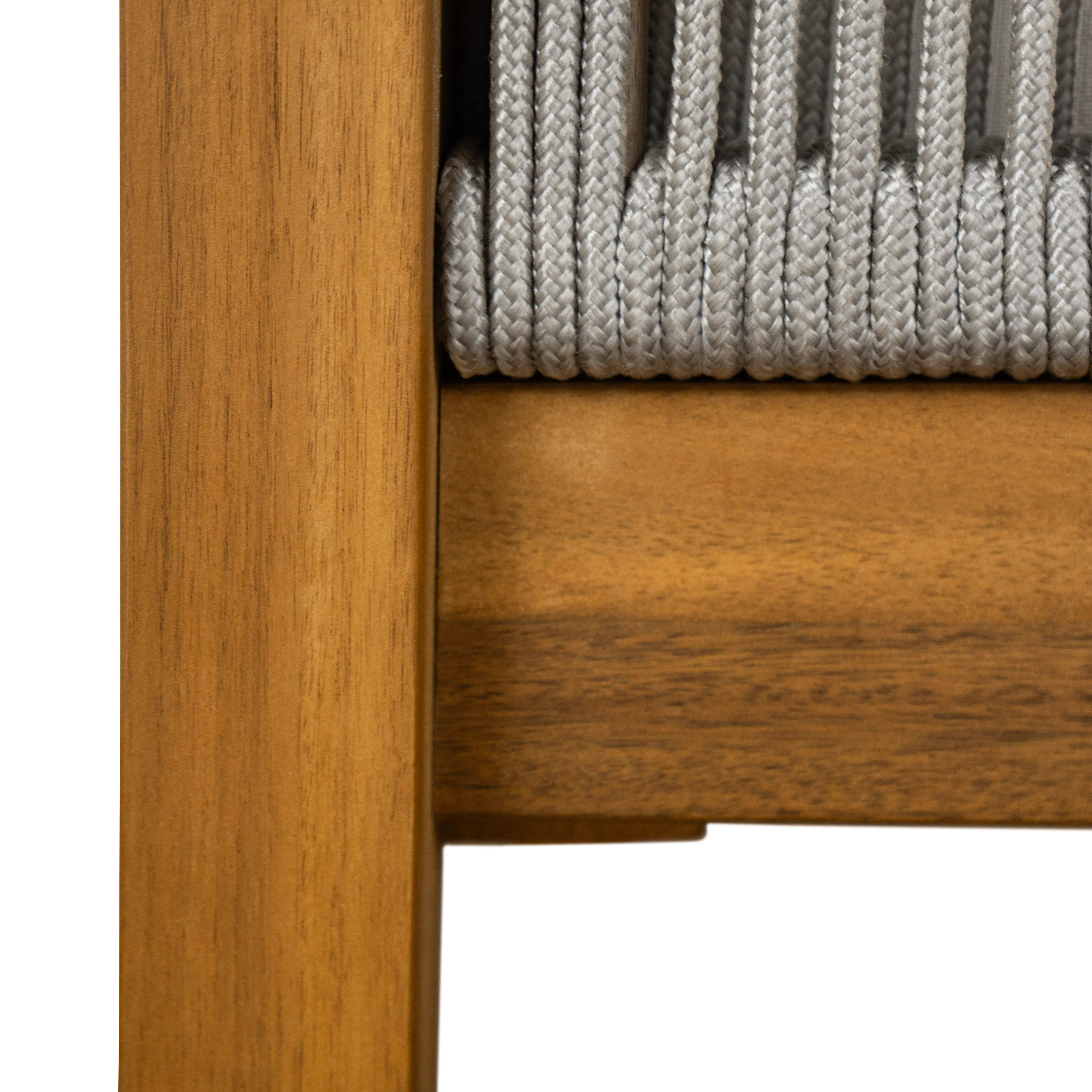 Rowane Teak Rope Weave Acacia Wood Outdoor Club Chairs with Beige Cushions - furnishings