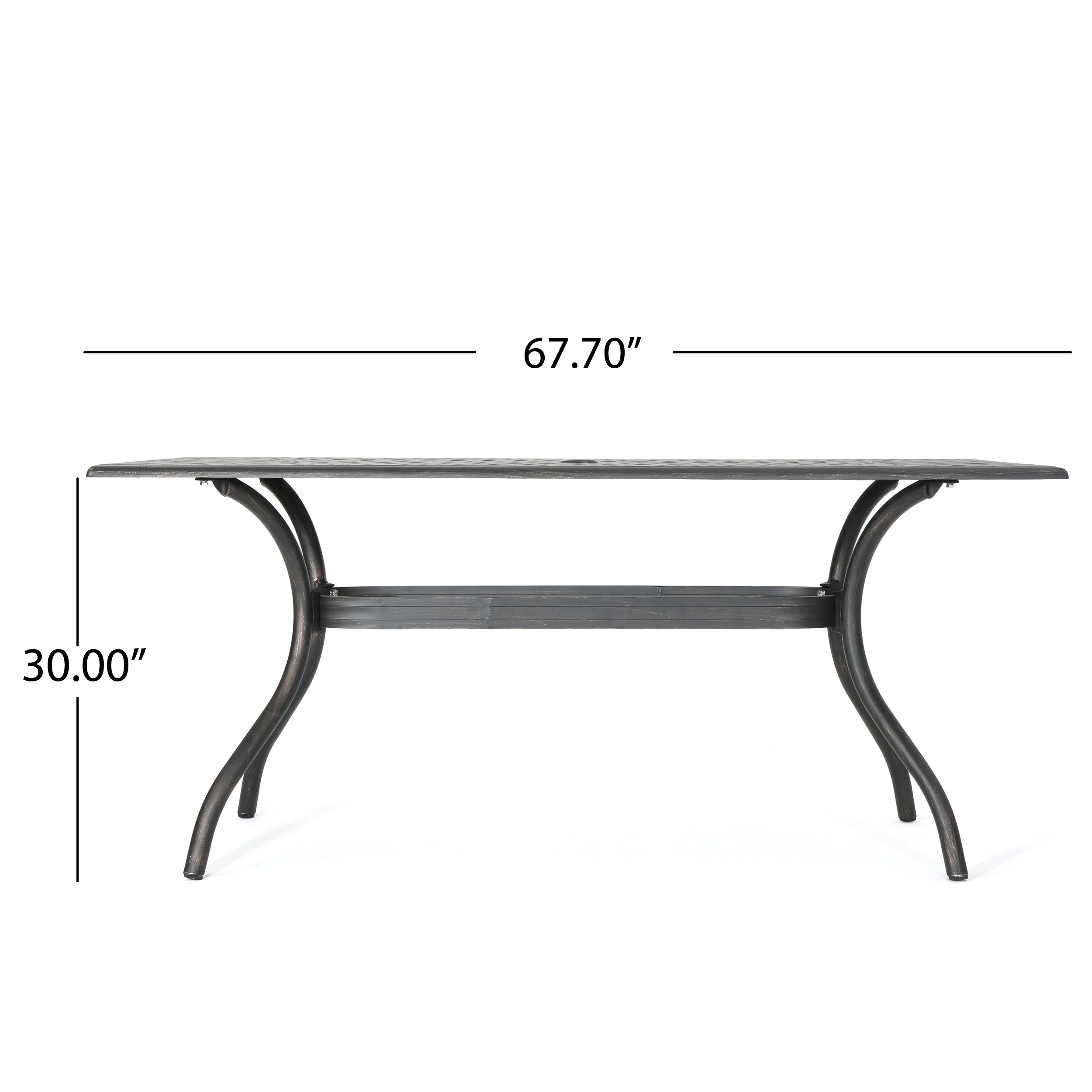 Carlton Outdoor Patina Copper Cast Aluminum Dining Table - furnishings