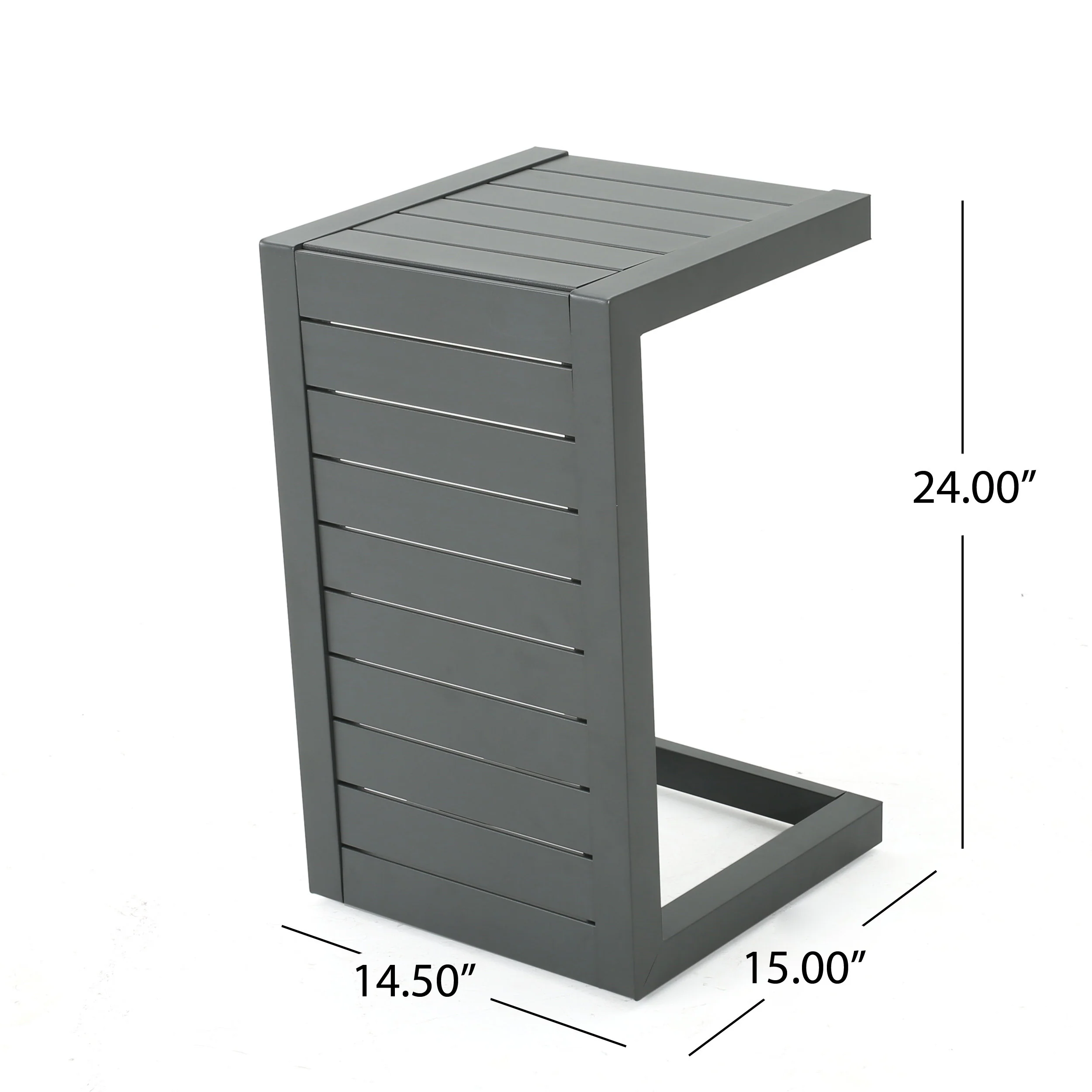 Crested Bay Outdoor Gray Aluminum C-Shaped Side Table - furnishings