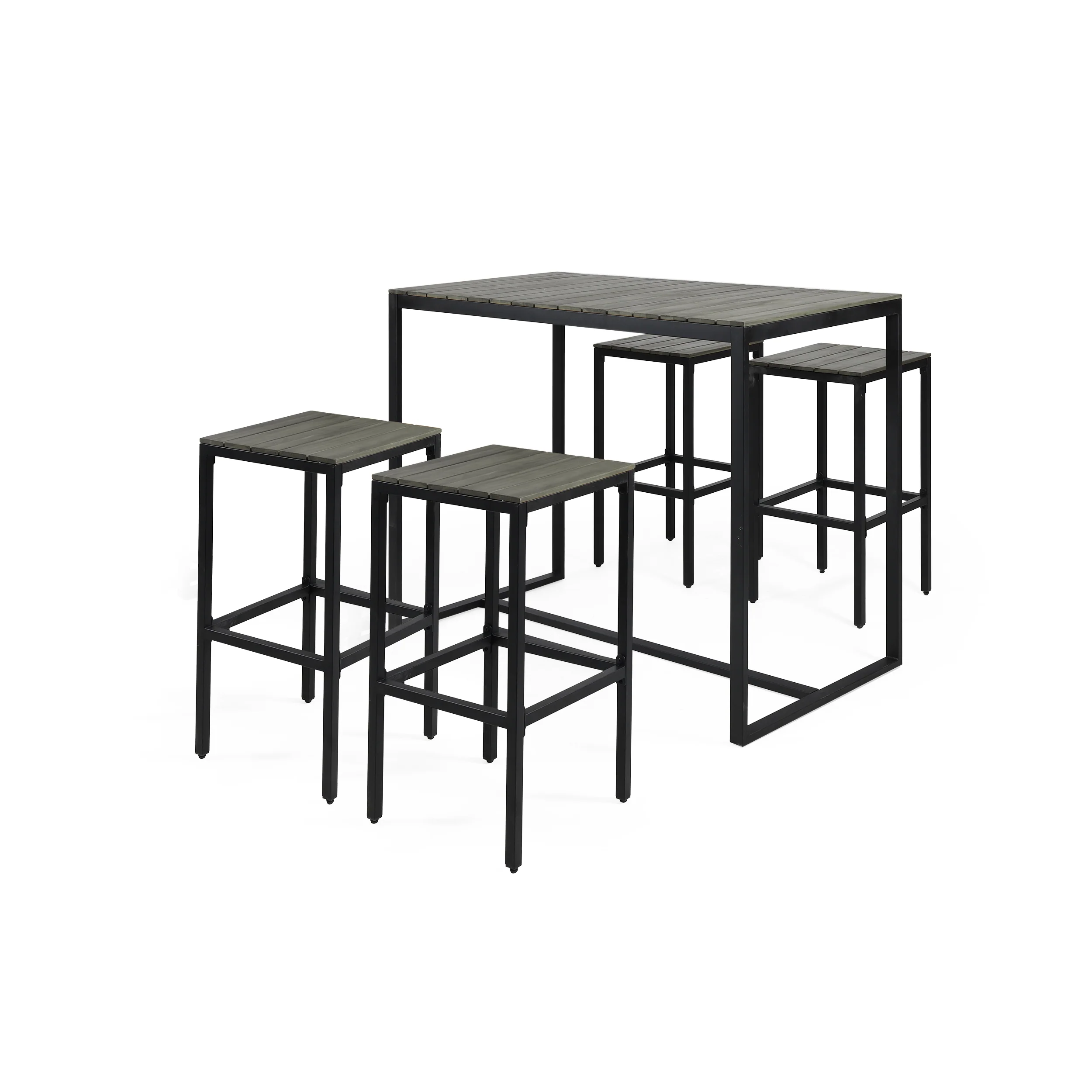 Arath Outdoor Modern Industrial 4 Seater Acacia Wood Bar Set - furnishings