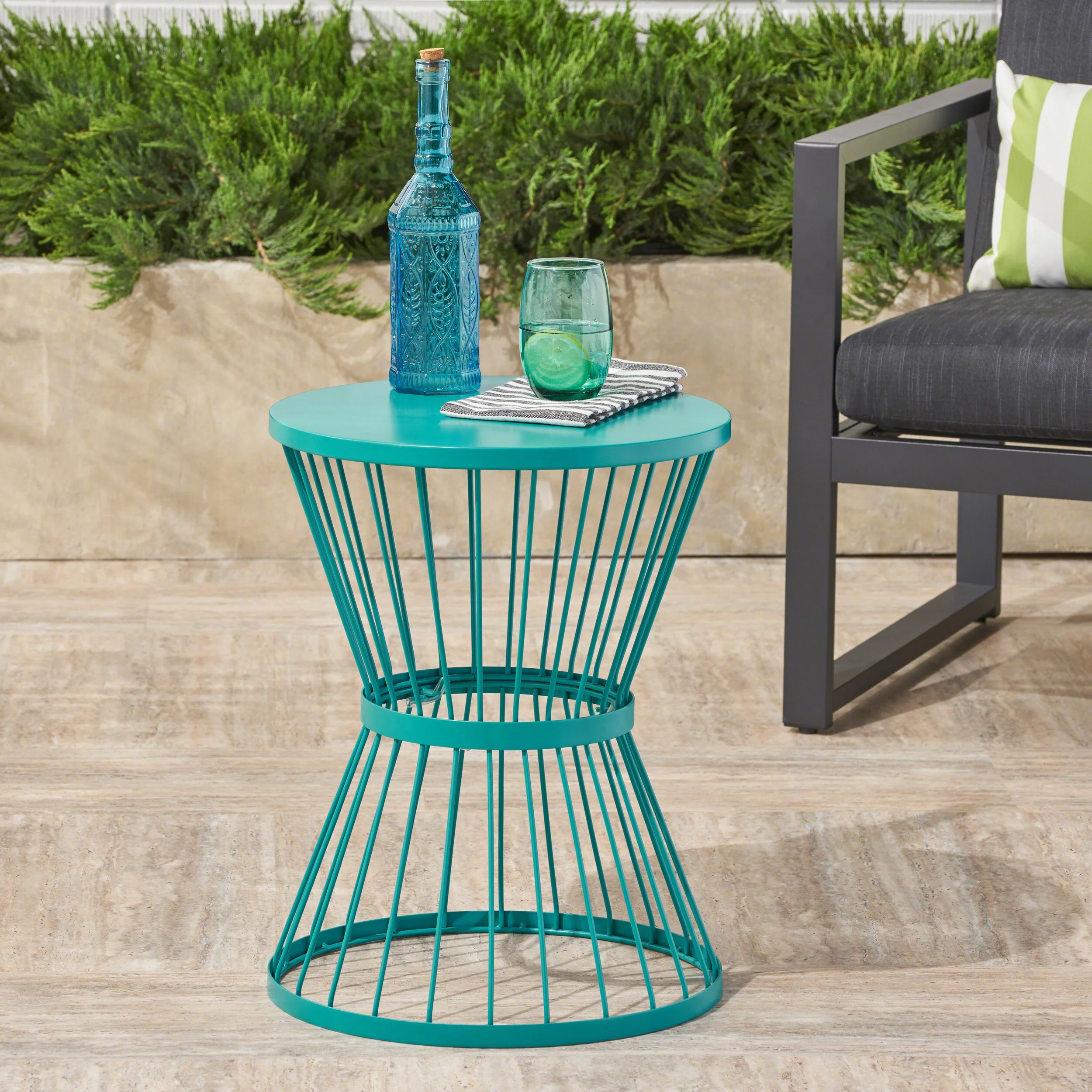 Fern Outdoor 16 Inch Iron Side Table - furnishings