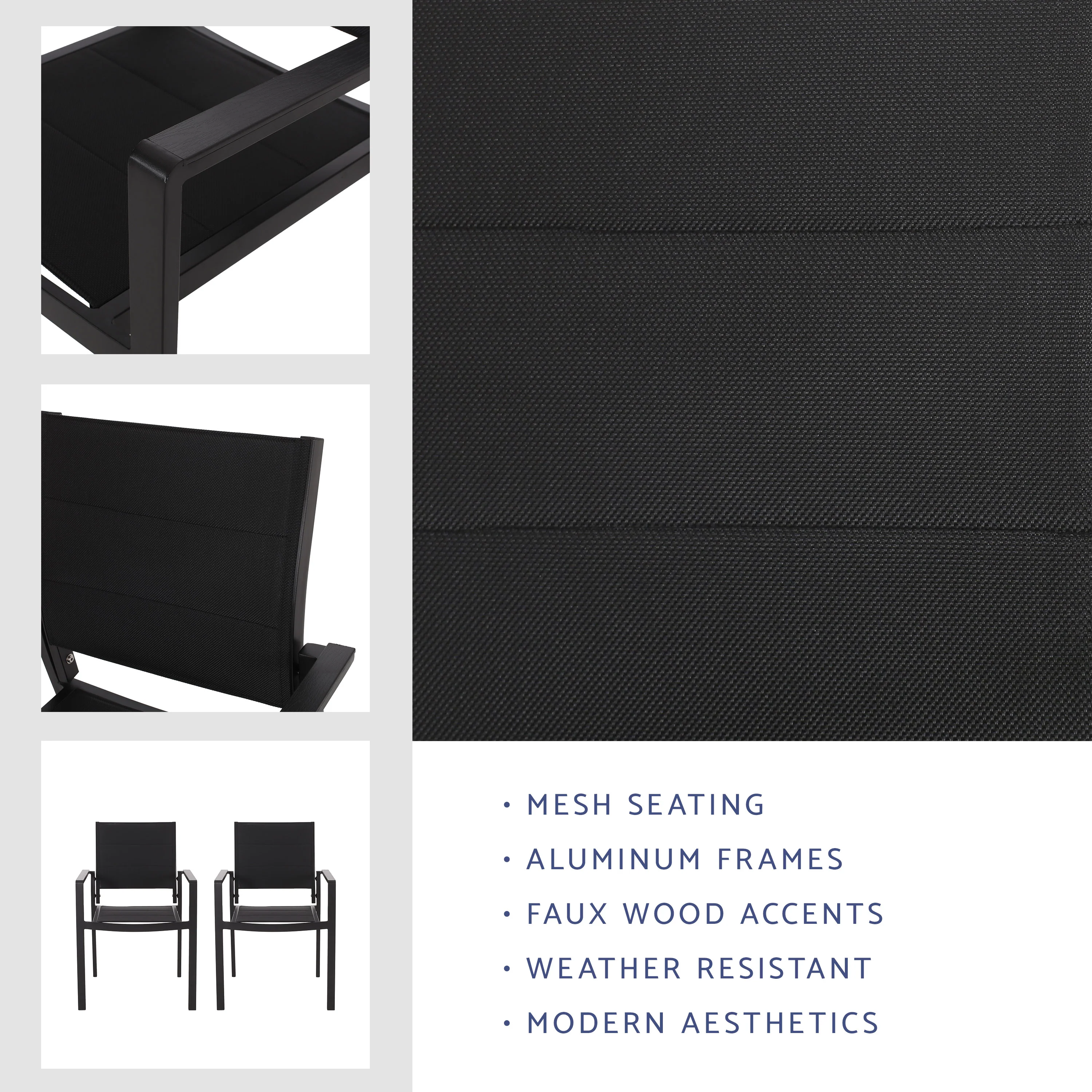 Curtisian Outdoor Mesh and Aluminum Dining Chairs - furnishings