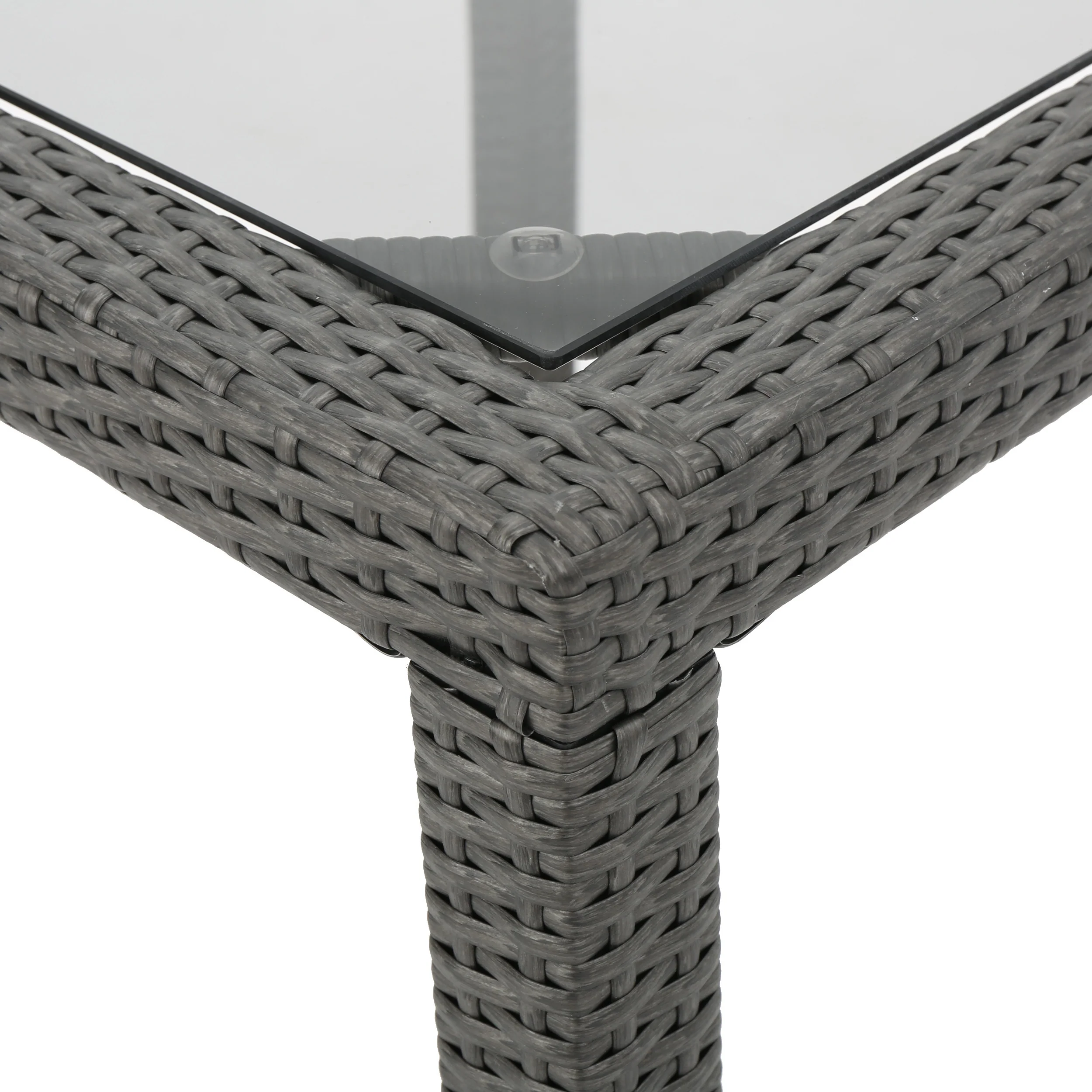 San Tropez Outdoor Wicker Dining Table with Glass Top - furnishings