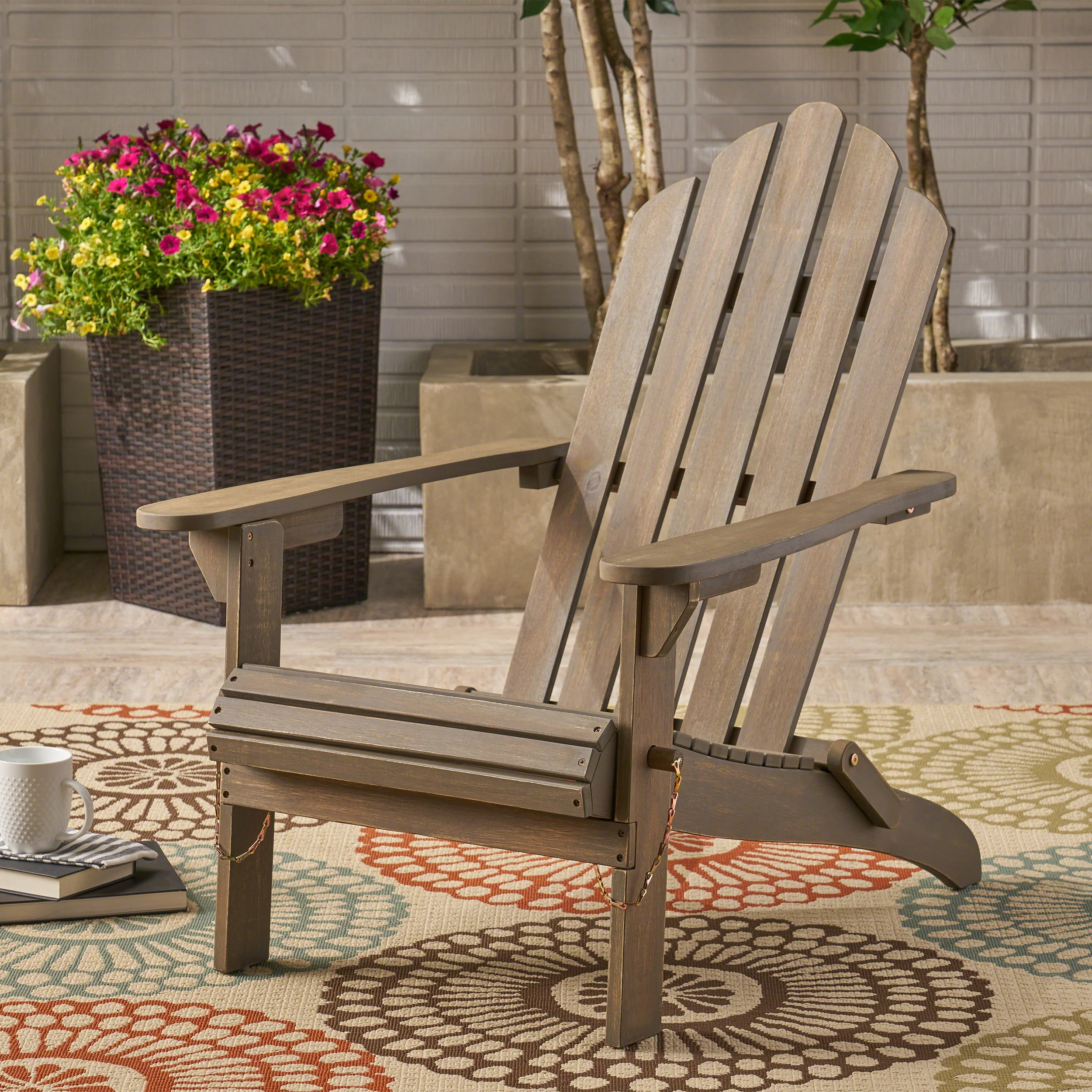 Cara Outdoor Acacia Wood Folding Adirondack Chair - furnishings