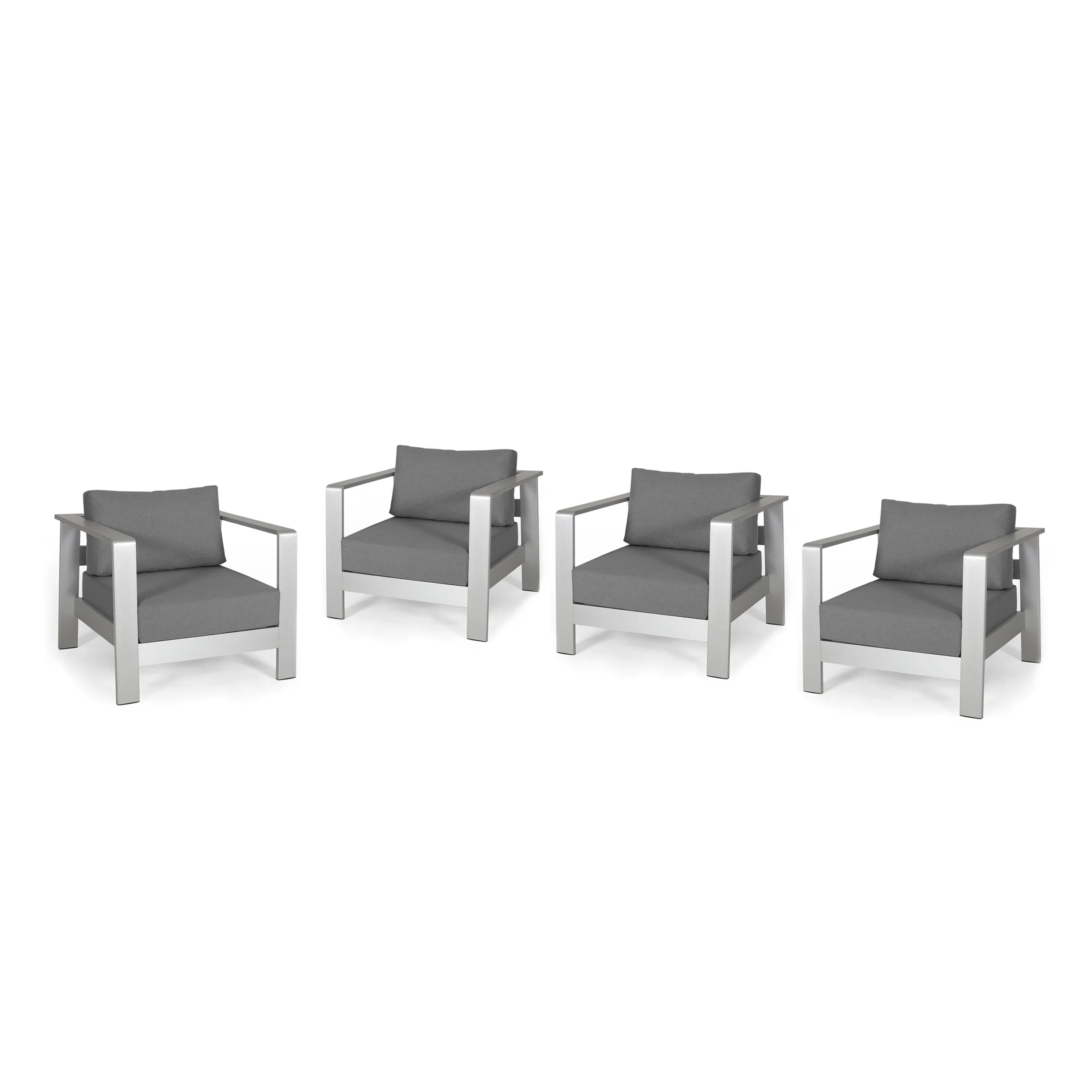 Laraine Outdoor Aluminum Club Chairs with Cushions (Set of 4) - furnishings