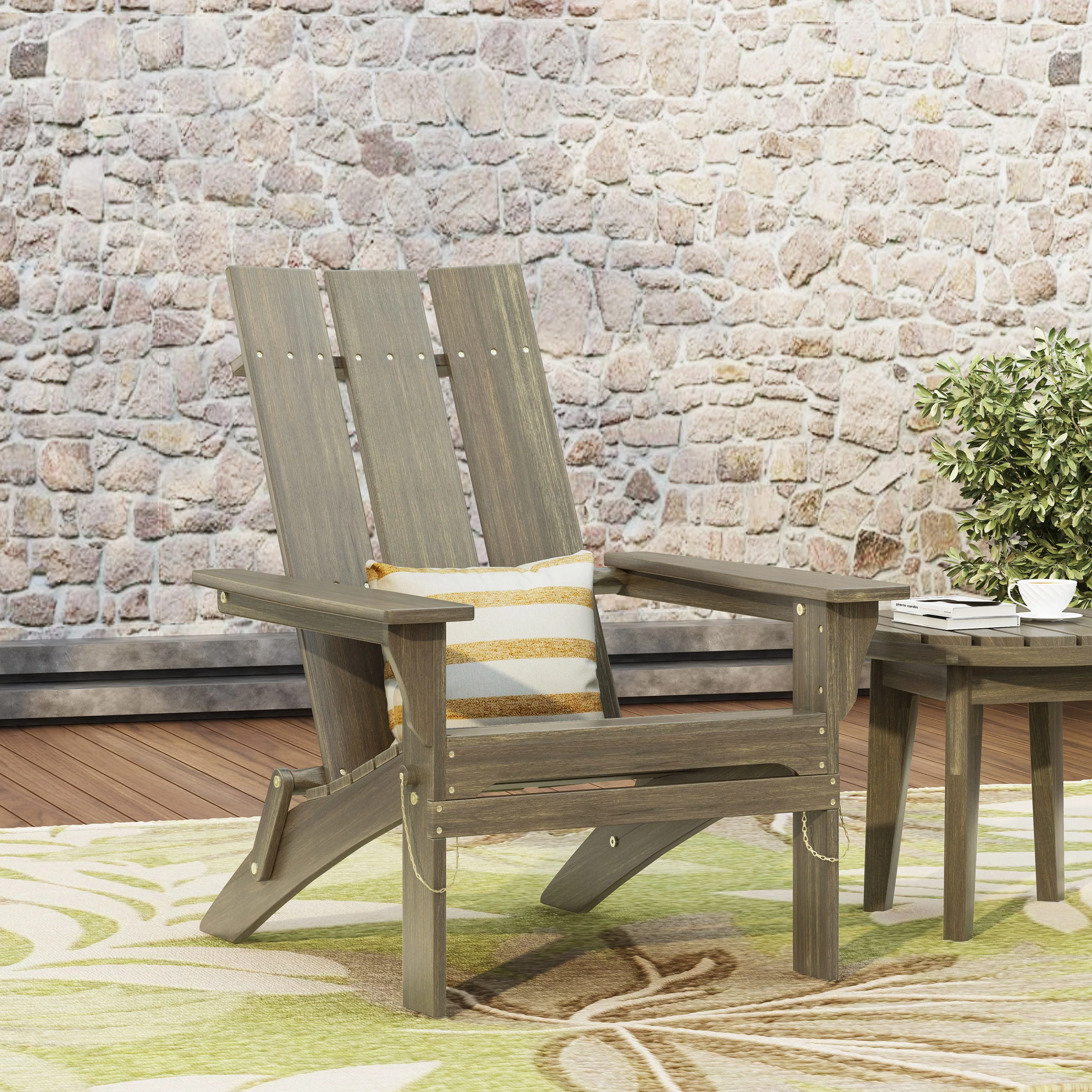 Gurekam Outdoor Acacia Wood Foldable Adirondack Chair - furnishings