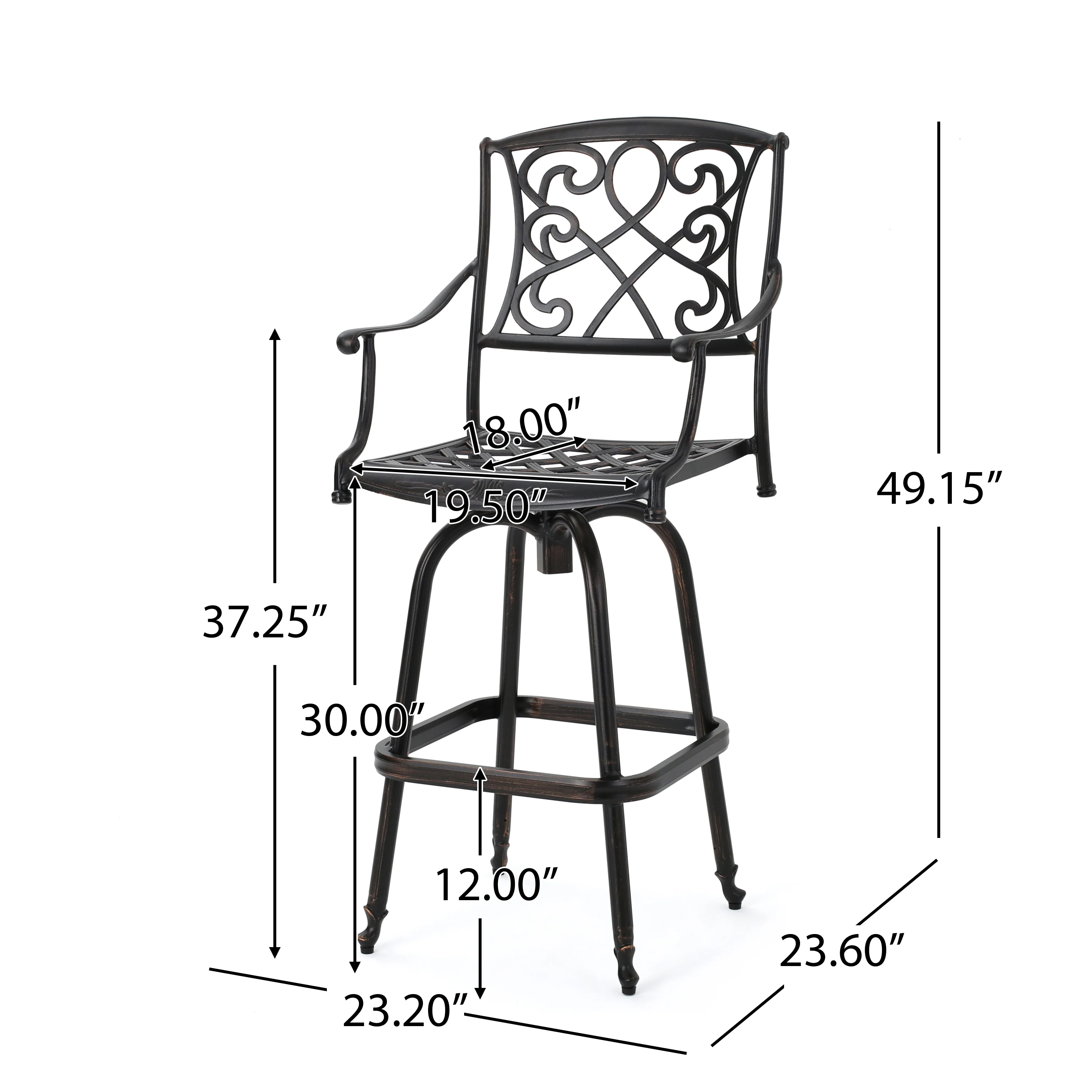 Paris 30-Inch Cast Aluminum Swivel Bar Stool (Set of 2) - furnishings