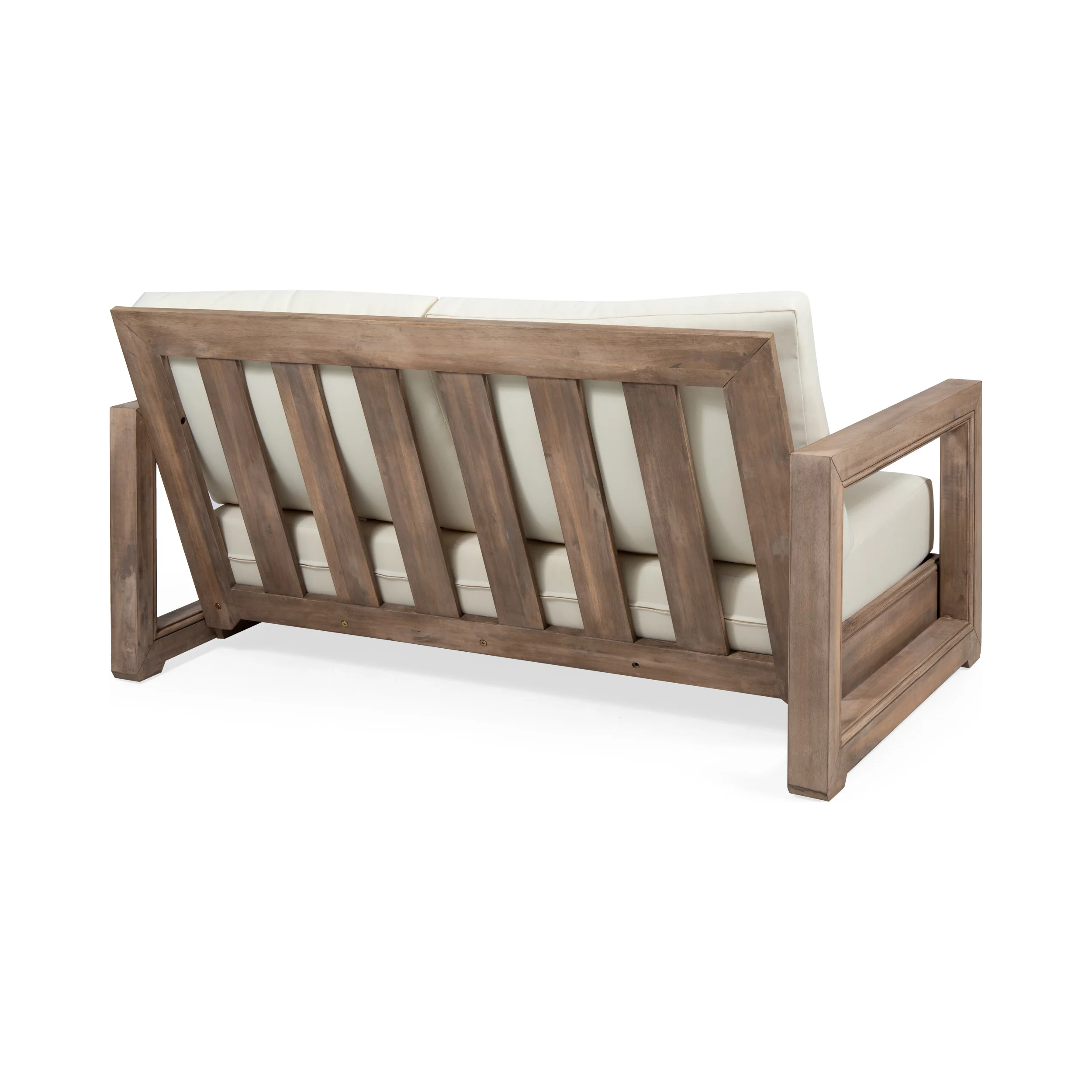 Andrae Outdoor Acacia Wood Loveseat Set with Coffee Table - furnishings