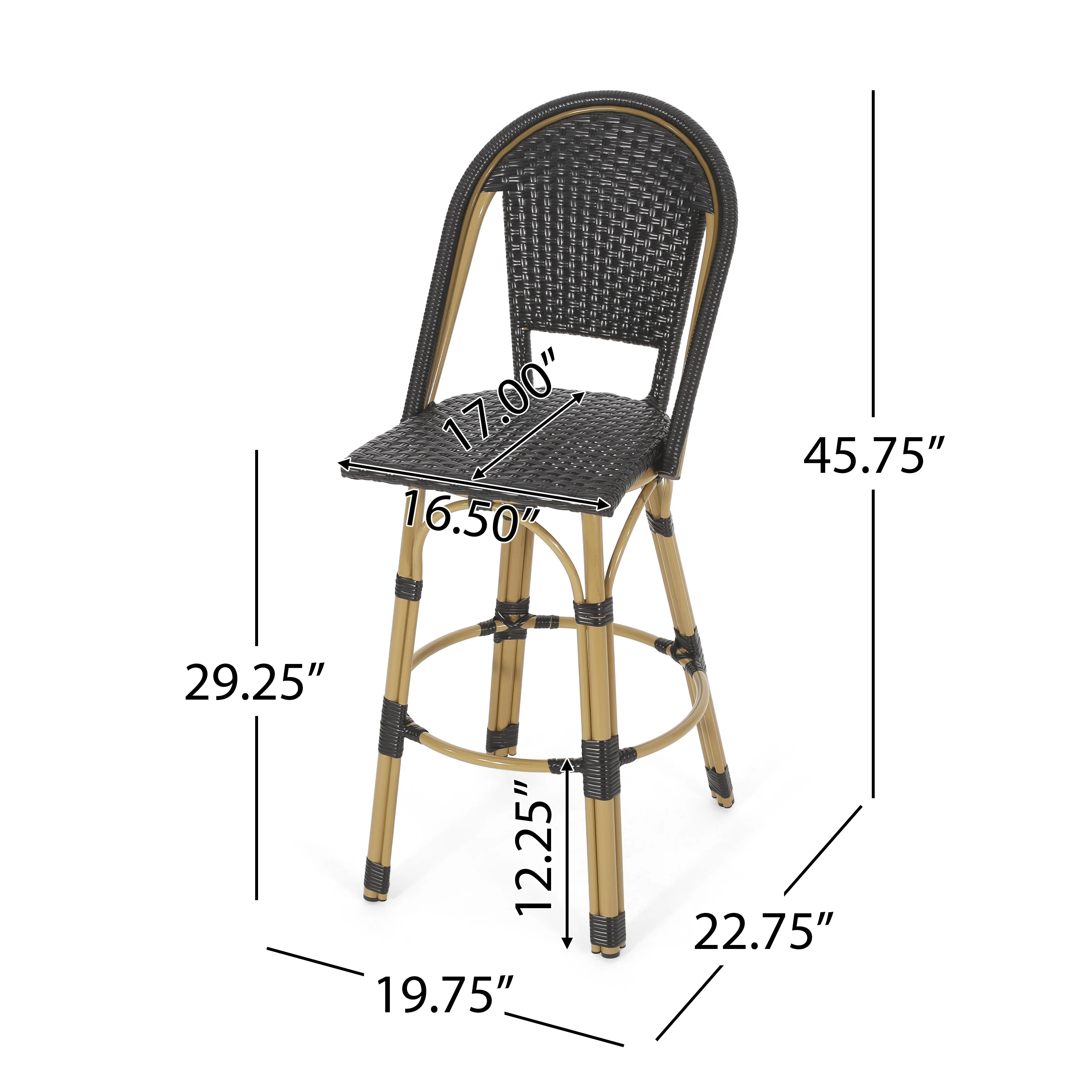 Cotterell Outdoor French Wicker and Aluminum 29.5 Inch Barstools, Set of 2 - furnishings
