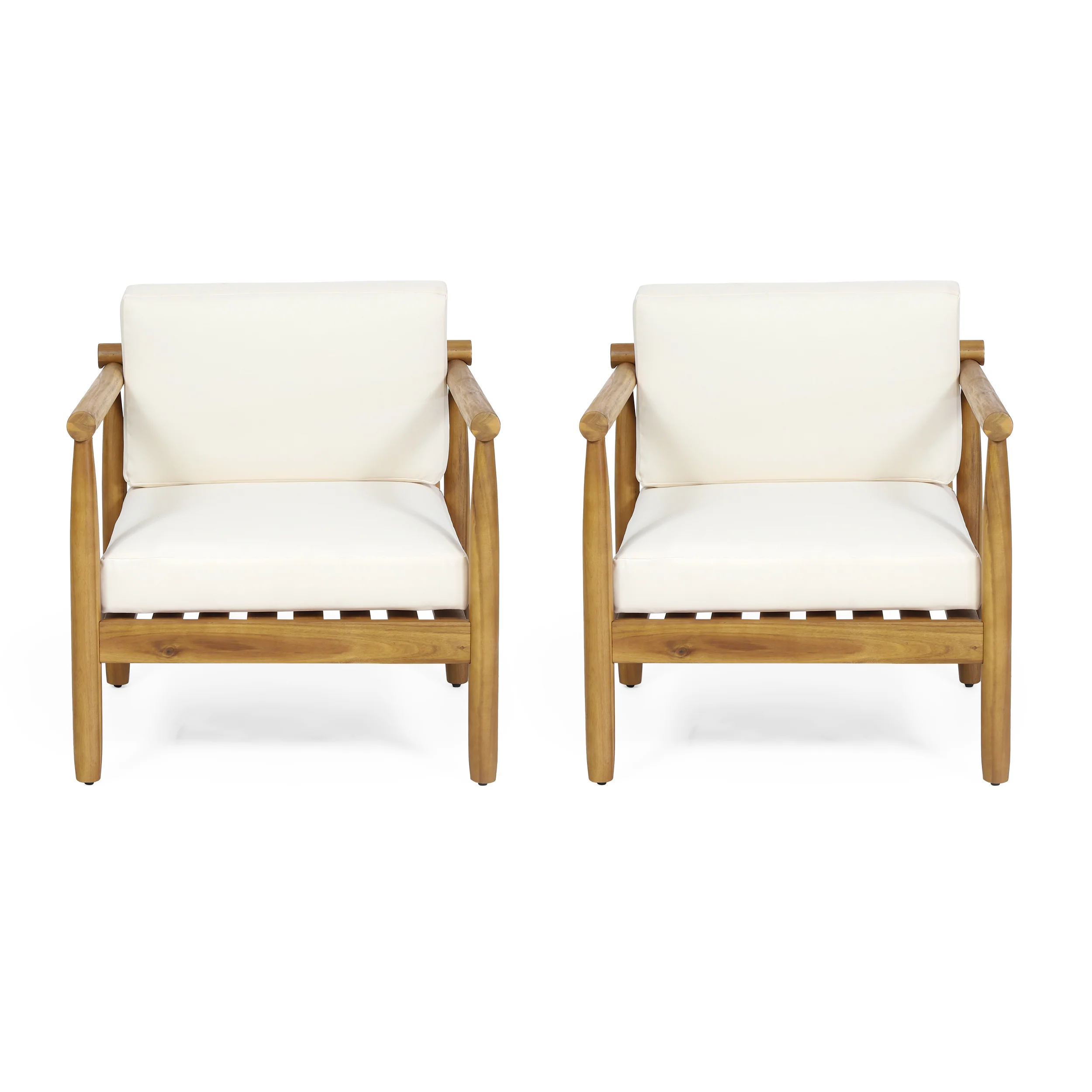 Benewah Outdoor Acacia Wood Club Chair (Set of 2) - furnishings