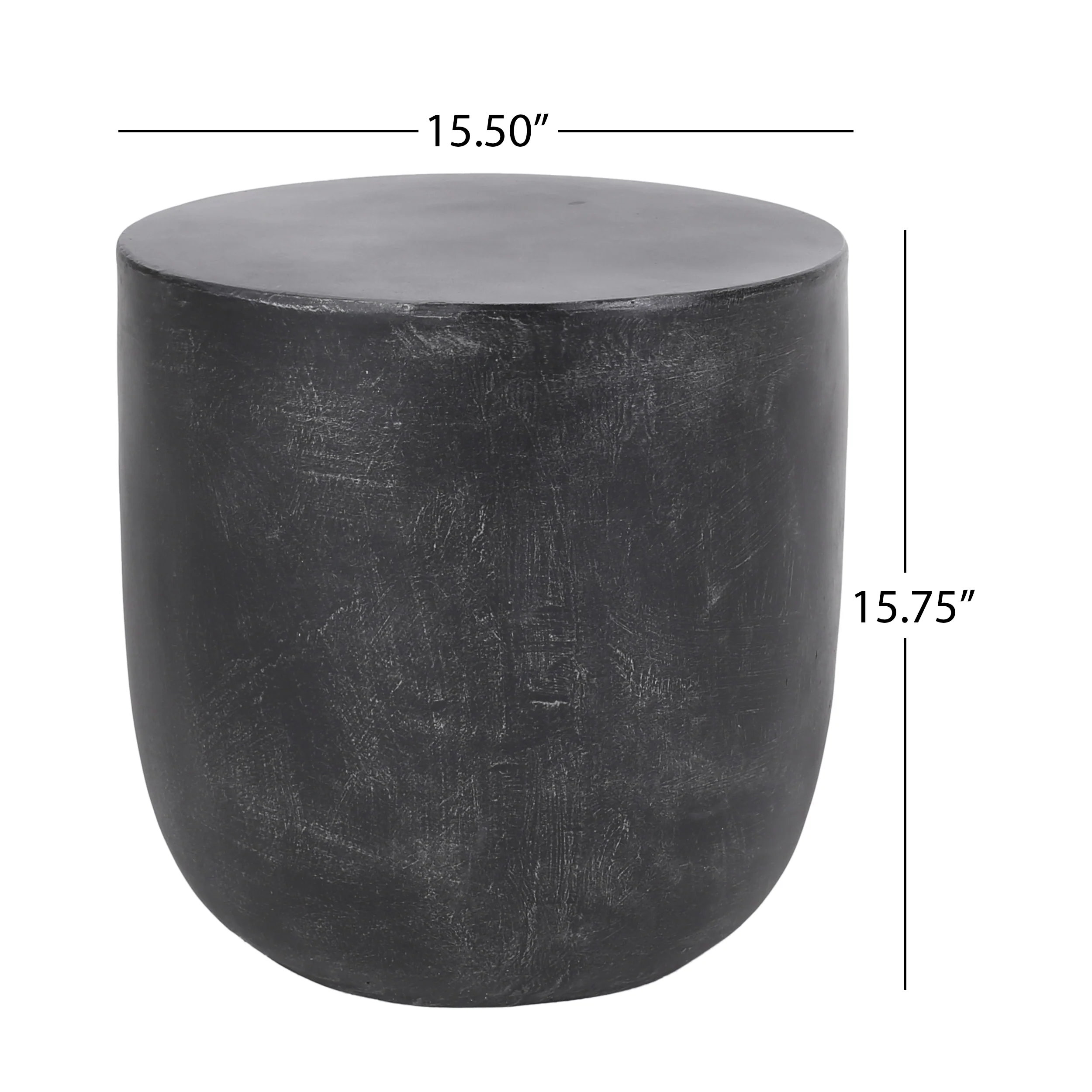 Akin Outdoor Lightweight Concrete Side Table, Matte Black - furnishings