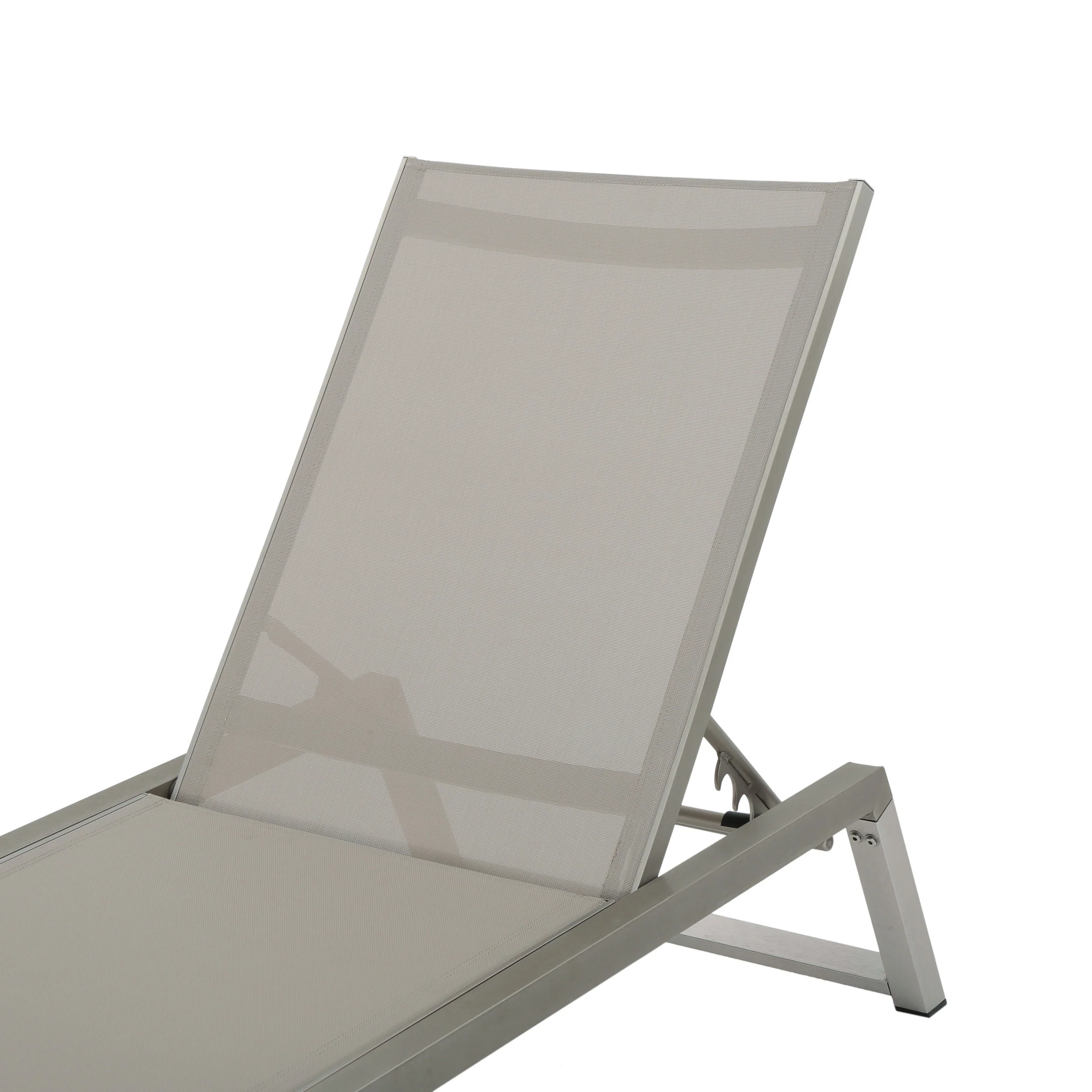 Santa Monica Outdoor Gray Mesh Chaise Lounge with Grey Finished Aluminum Frame - furnishings