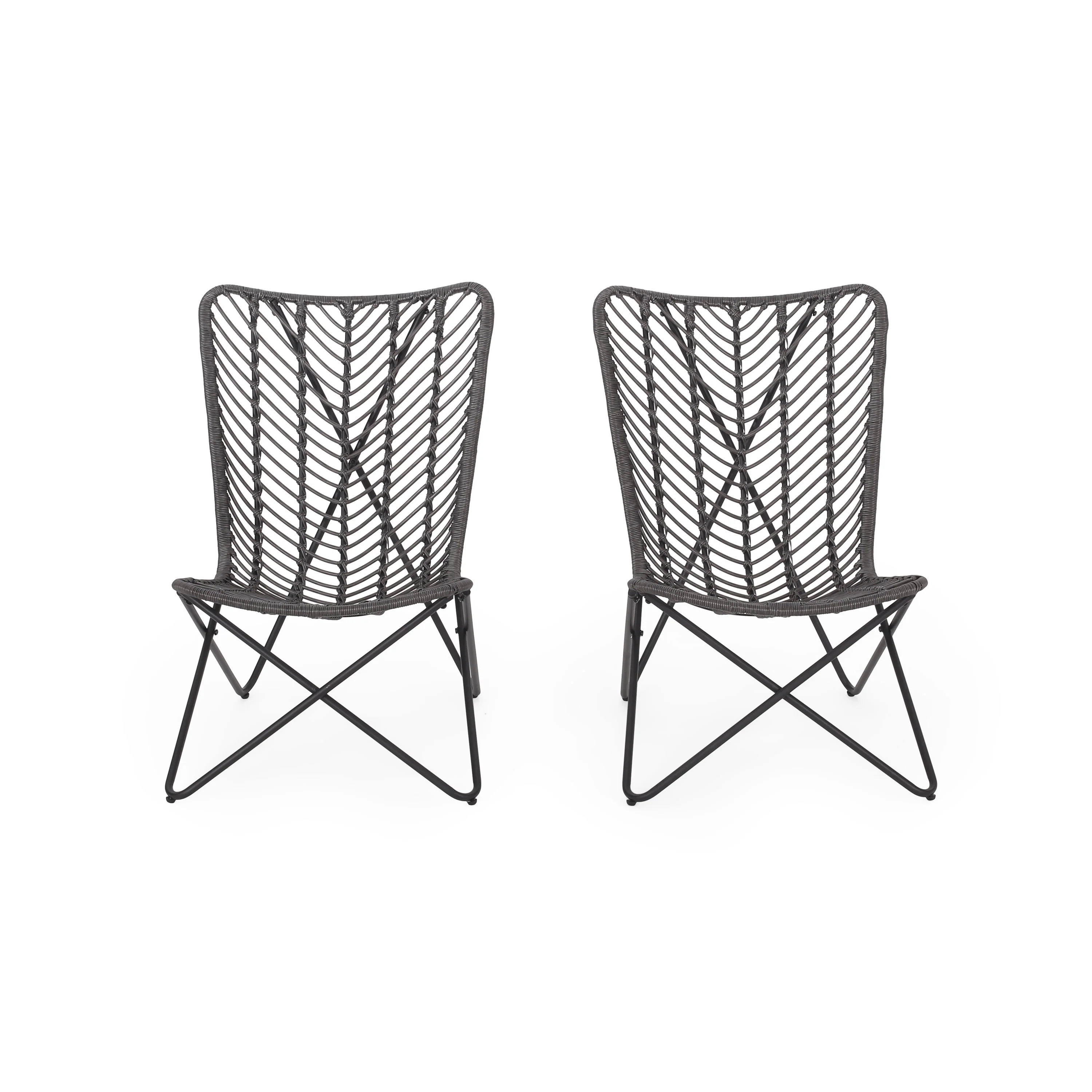 Juan Outdoor Wicker Accent Chairs, Set of 2 - furnishings