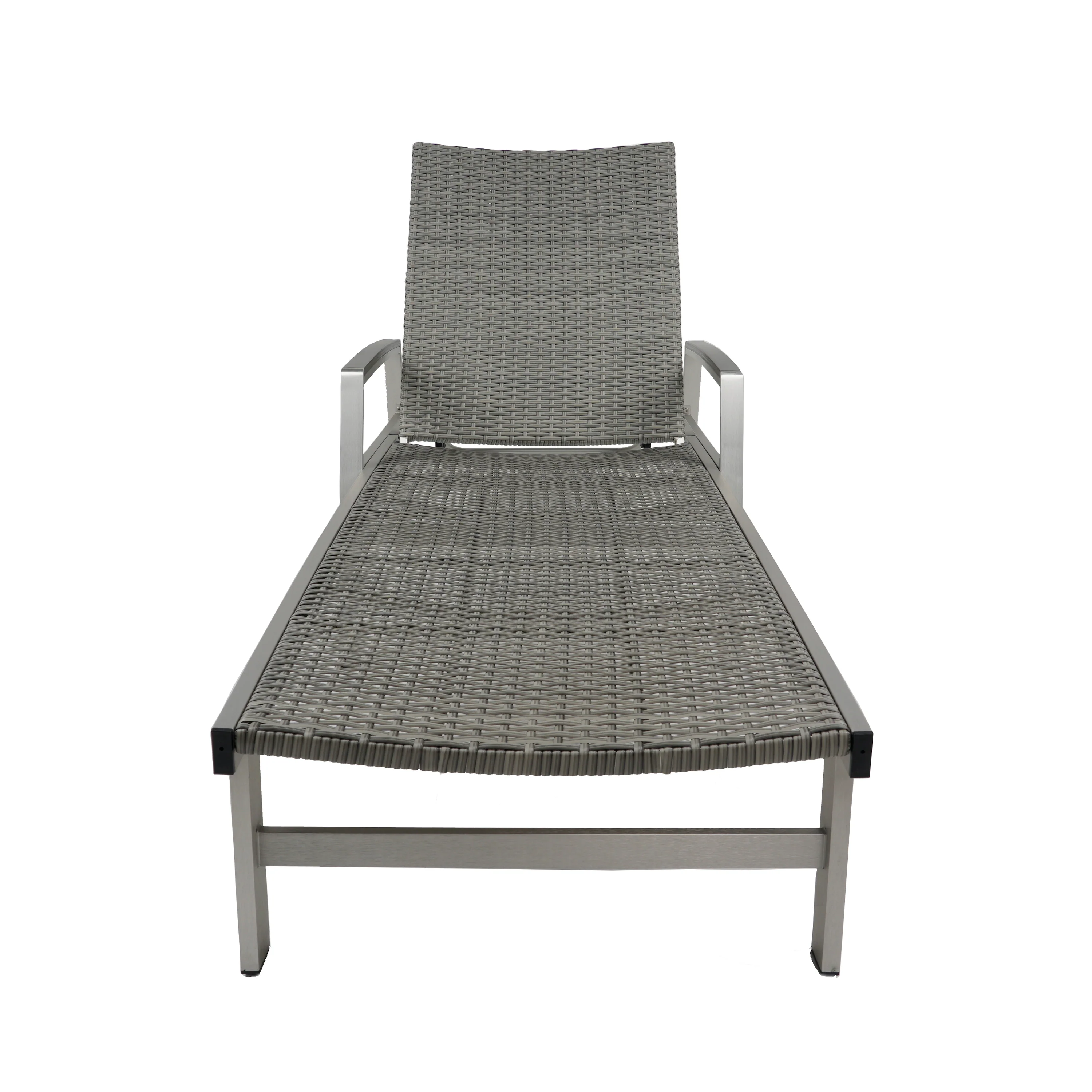 Joy Outdoor Wicker and Aluminum Chaise Lounge, Gray Finish - furnishings
