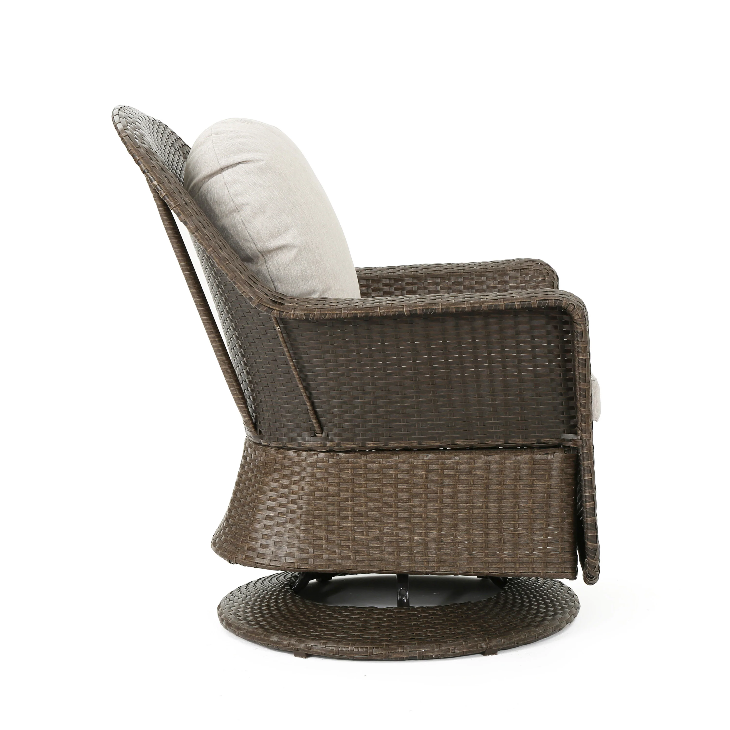 Linsten Outdoor Wicker Swivel Club Chairs with Water Resistant Cushions - furnishings