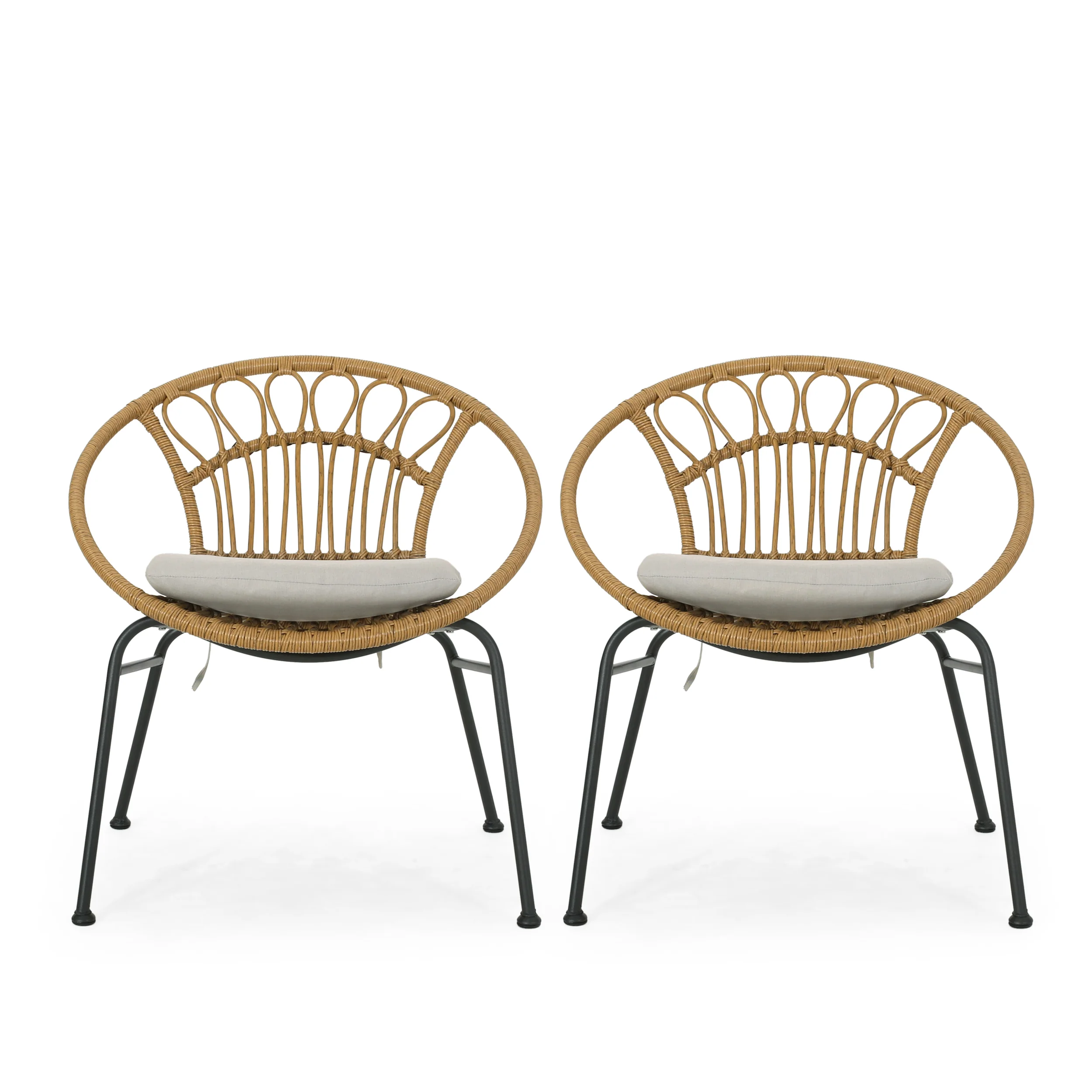 Kiante Outdoor Wicker Chair with Cushion (Set of 2) - furnishings