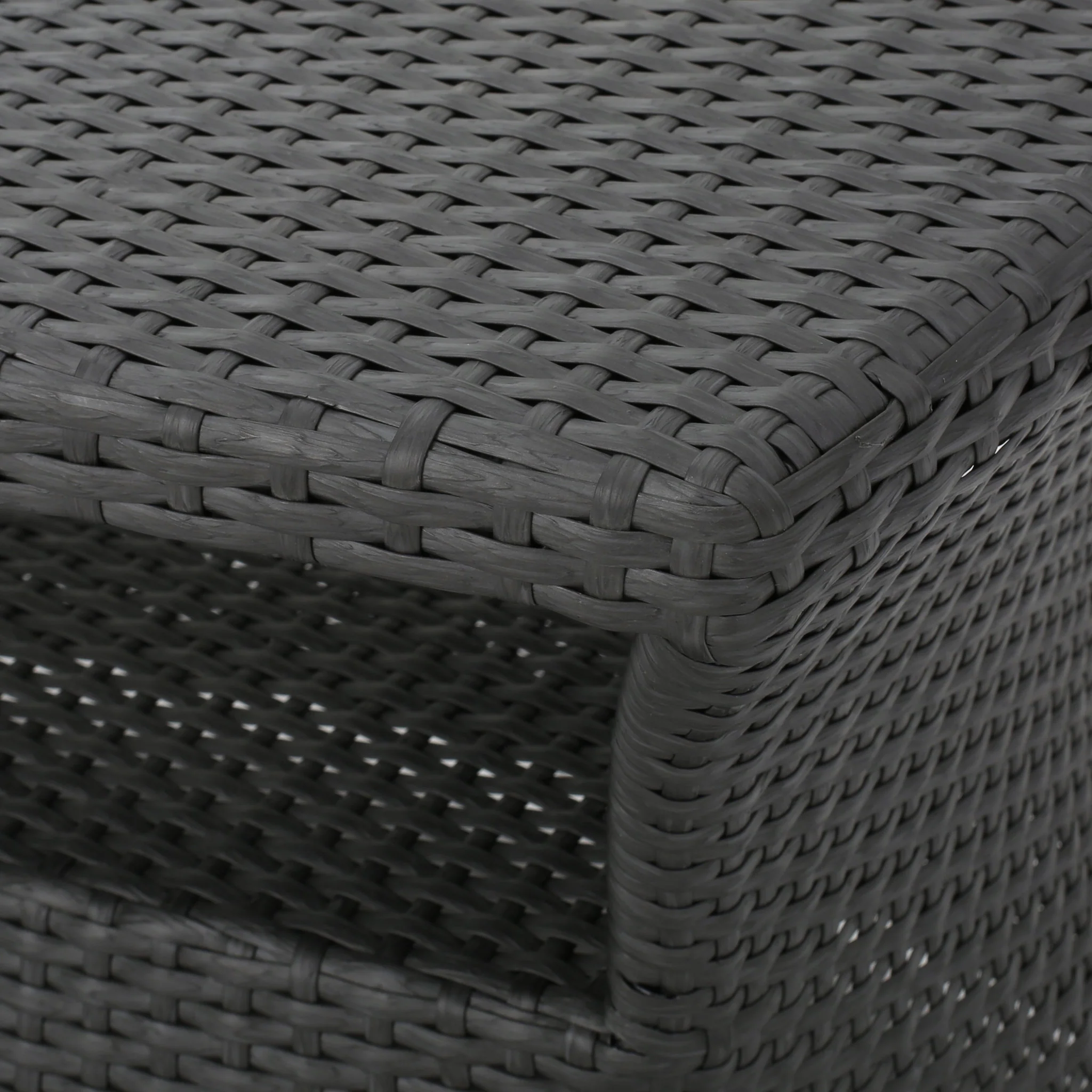 Banta Outdoor Modern Wicker Shelf Side Table with Umbrella Hole - furnishings