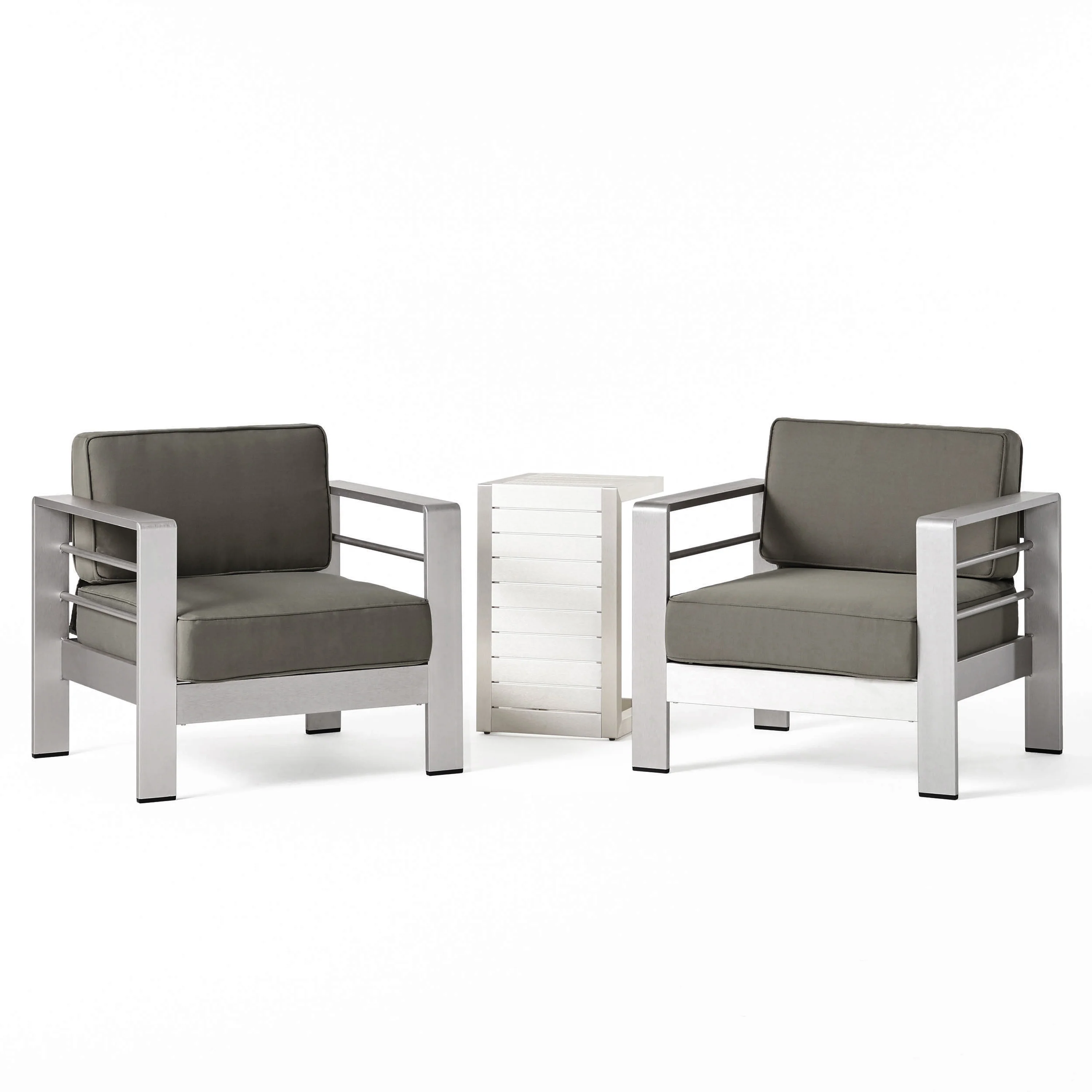 Coral Bay Outdoor Aluminum Club Chairs with Side Table - furnishings