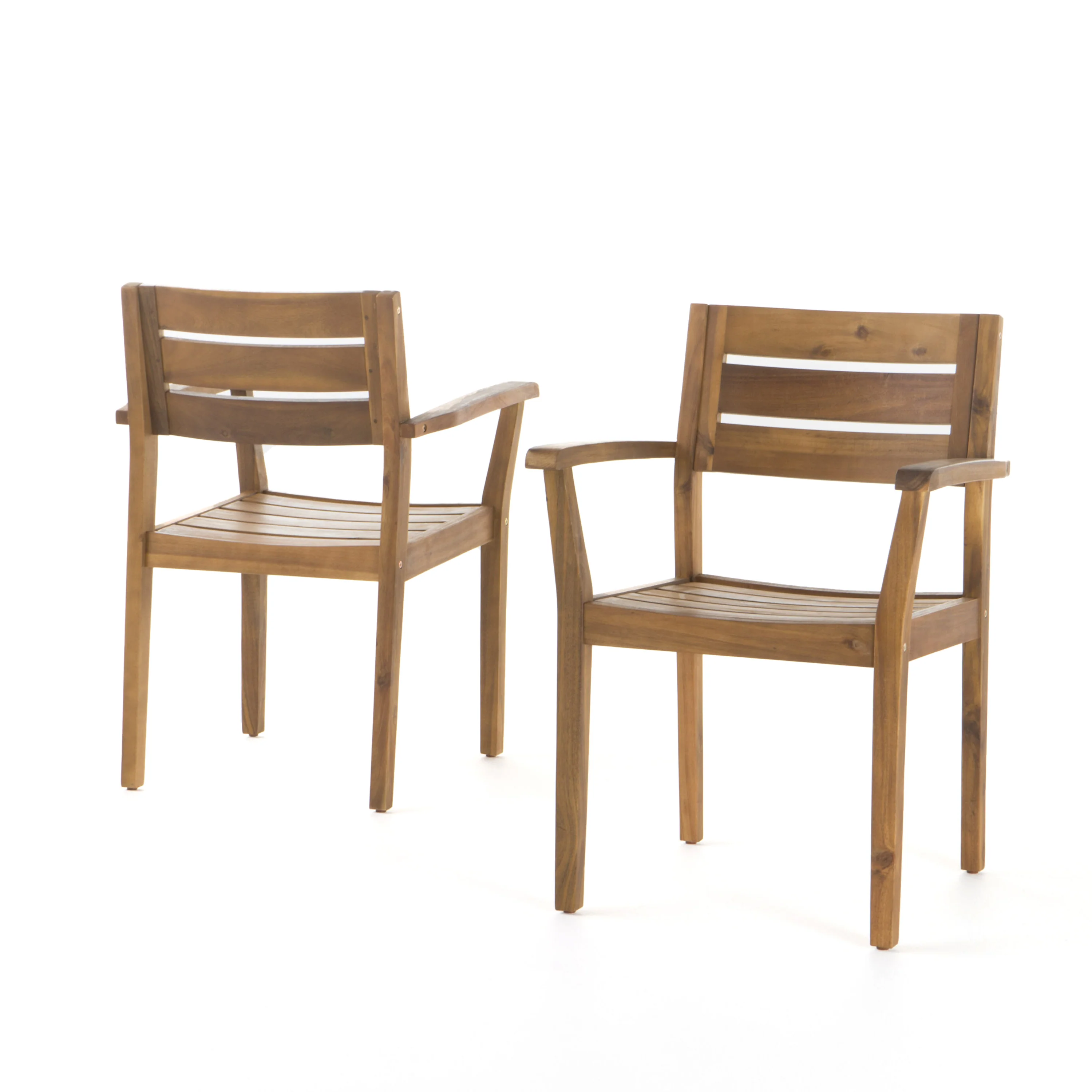 Stanyan Outdoor Teak Finish Acacia Wood Dining Chairs (Set of 2) - furnishings